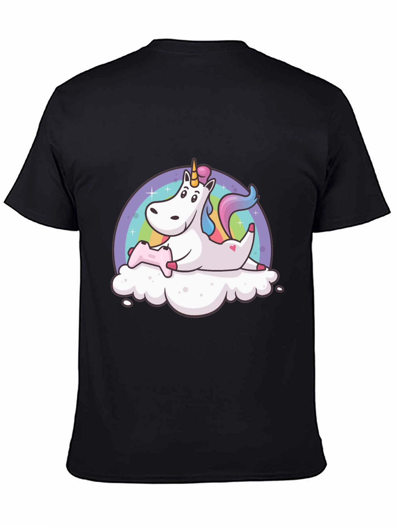 Black Unicorn Gamer T-Shirt - Black Cotton Tee view 4
