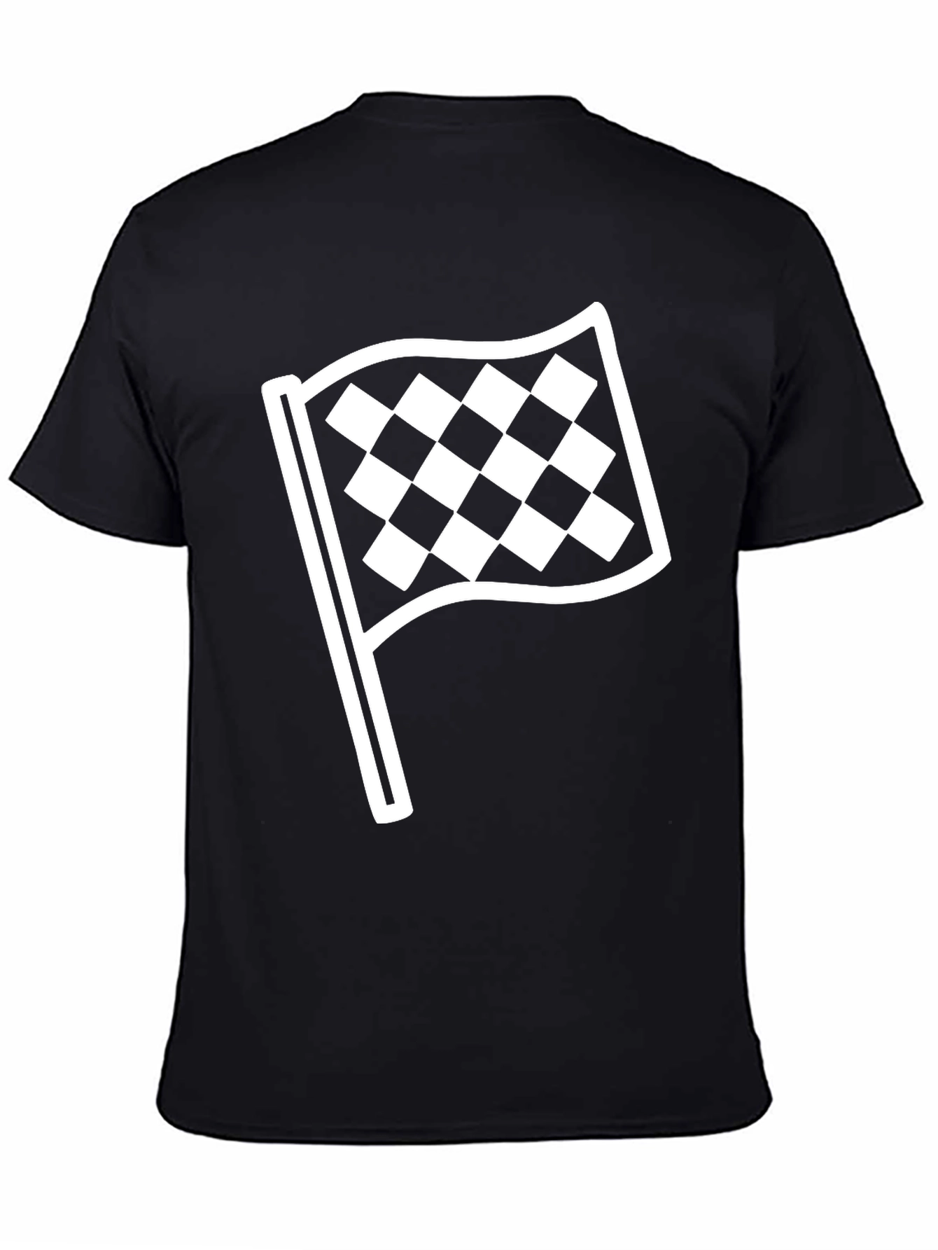 Black Checkered Flag Graphic Tee - Black Unisex T-Shirt view 4