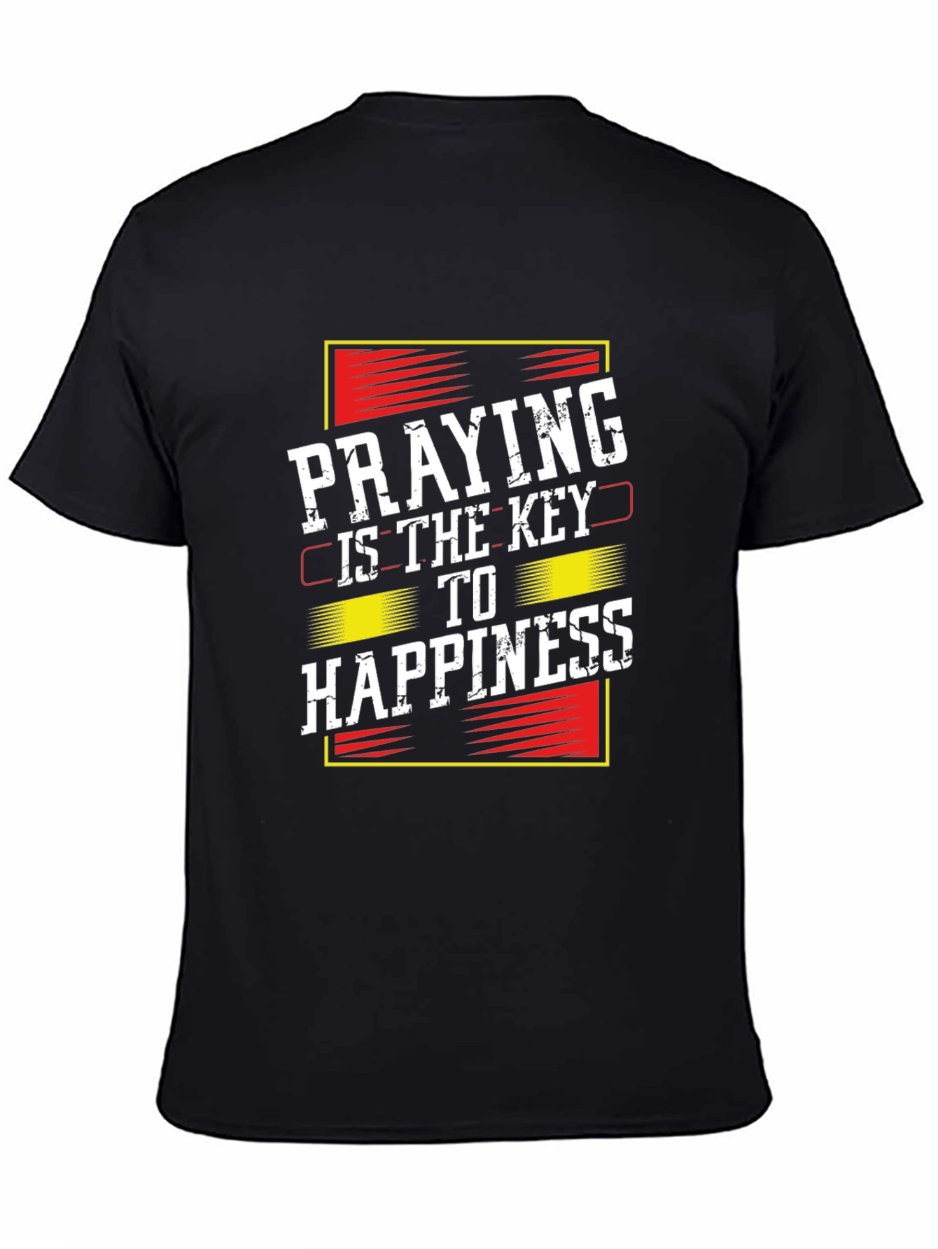 Black Praying is the Key to Happiness Graphic T-Shirt view 4