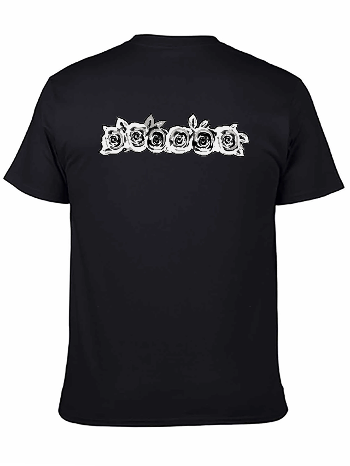Black Black Graphic Tee - Rose Design view 4