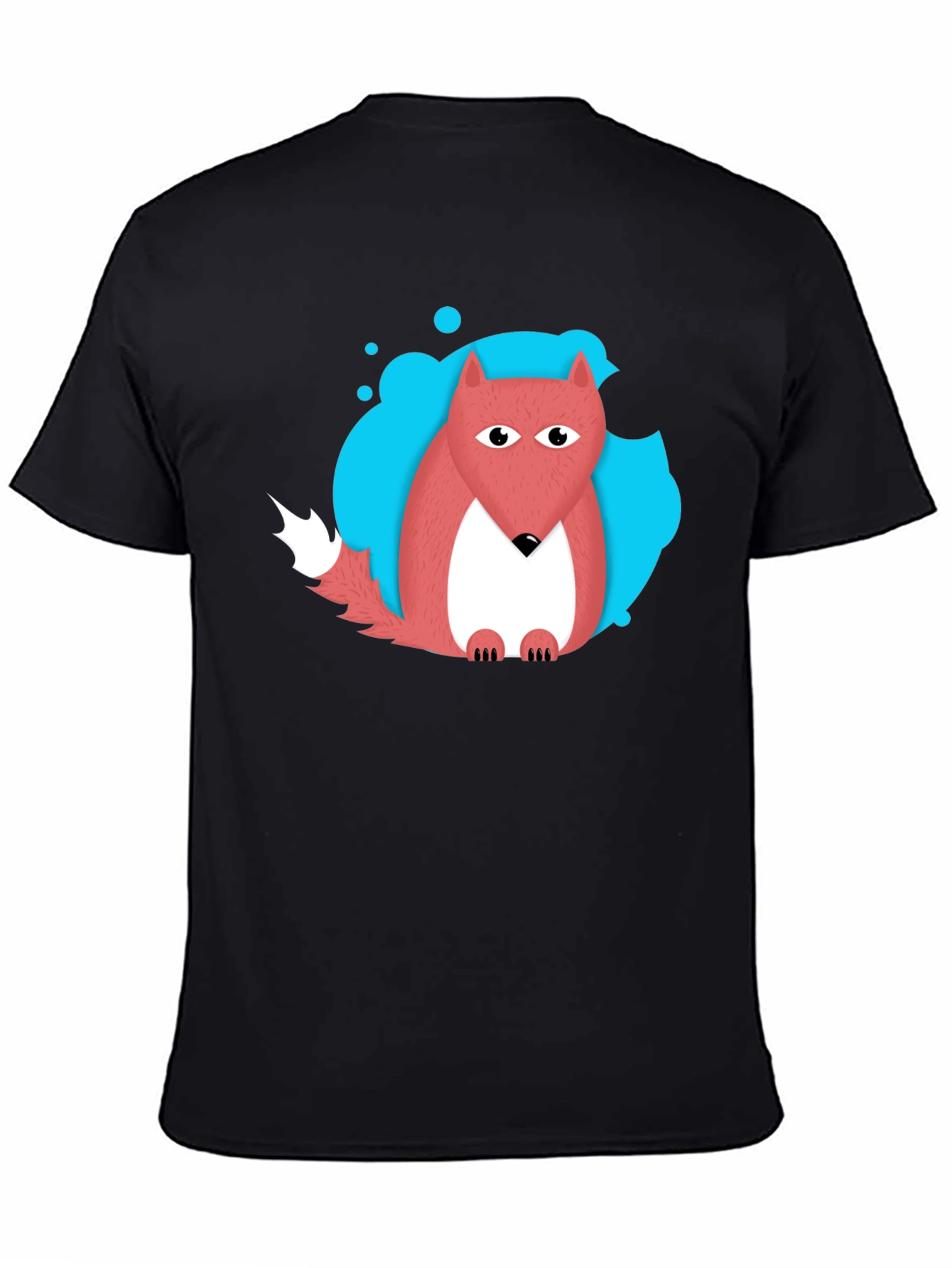 Black Cartoon Fox Graphic Tee - Men's Black T-Shirt view 4