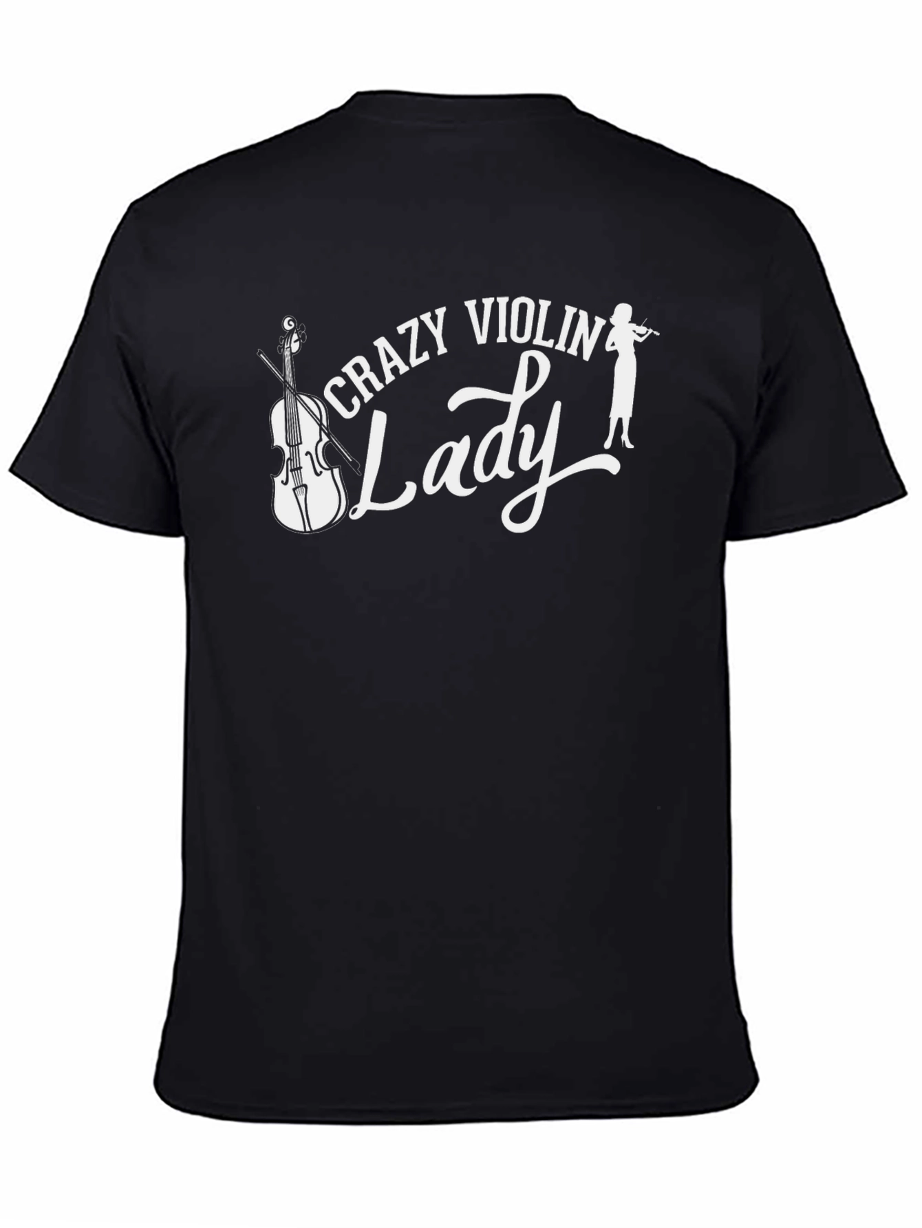 Black Crazy Violin Lady T-Shirt view 4
