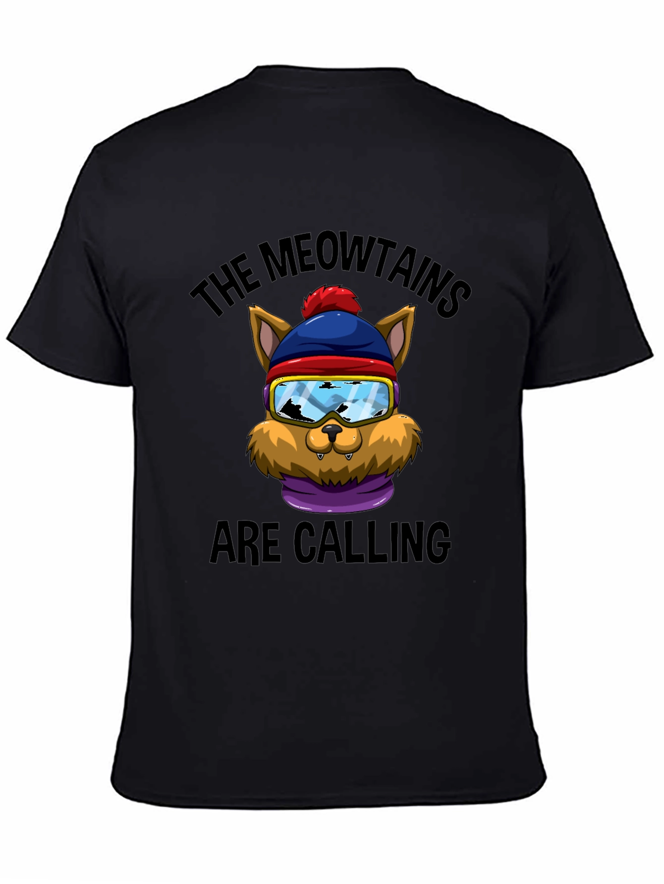 Black Meowtains Are Calling Graphic Tee view 4