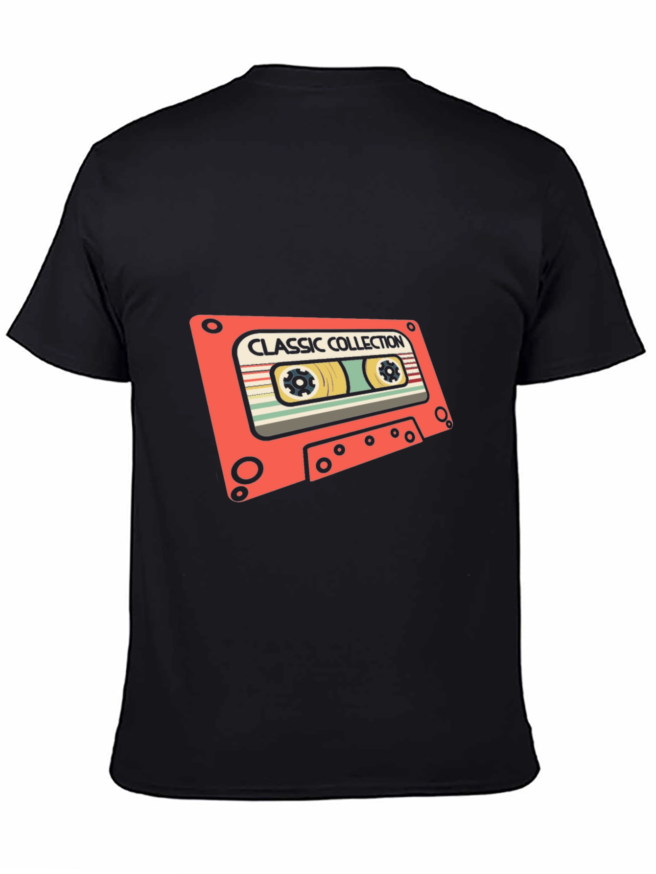 Black Retro Cassette Tape Graphic T-Shirt view 4