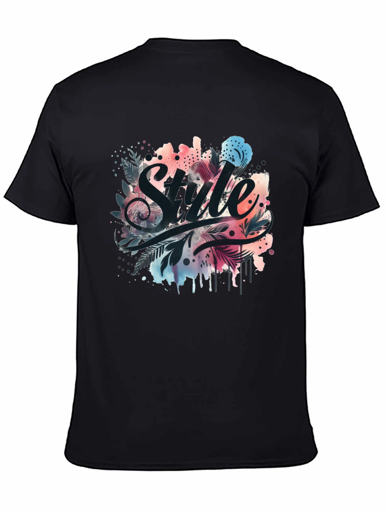 Black Stylish 'Style' Graphic Print Black T-Shirt view 4