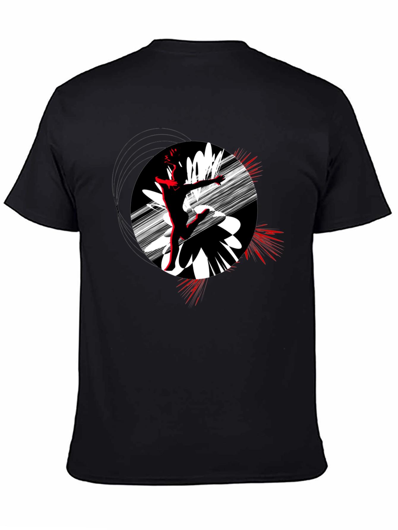 Black Abstract Dance T-Shirt - Black Cotton Tee view 4