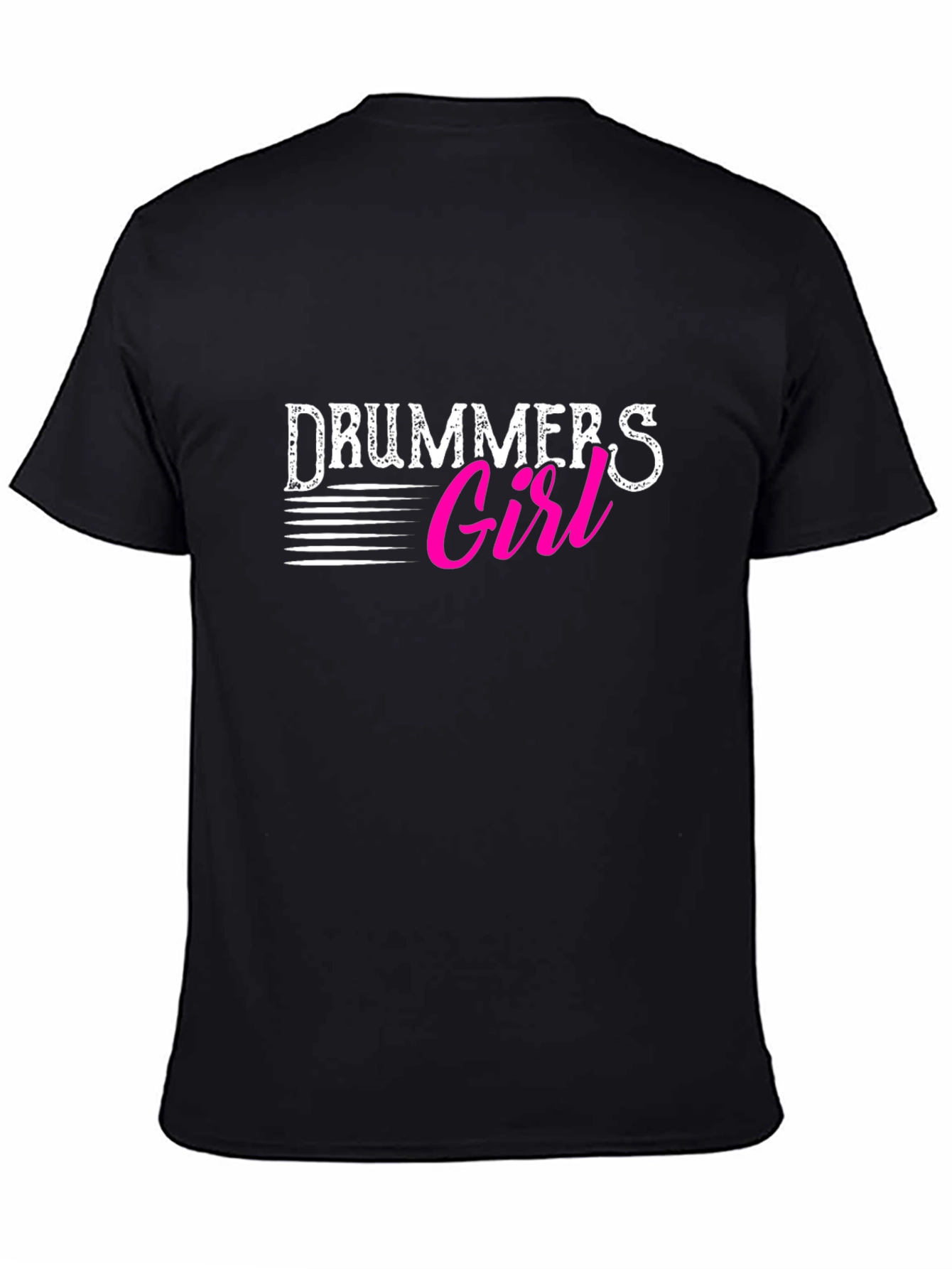Black Drummer's Girl Black T-Shirt for Music Lovers view 4