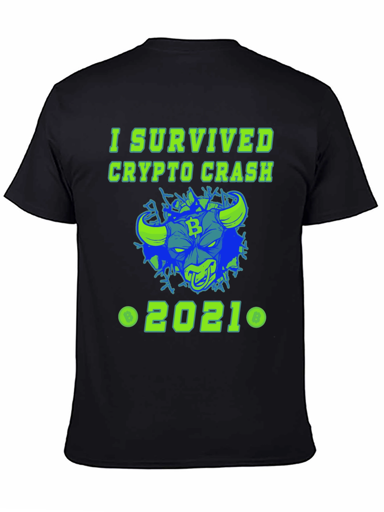 Black I Survived Crypto Crash 2021 Graphic Tee view 4