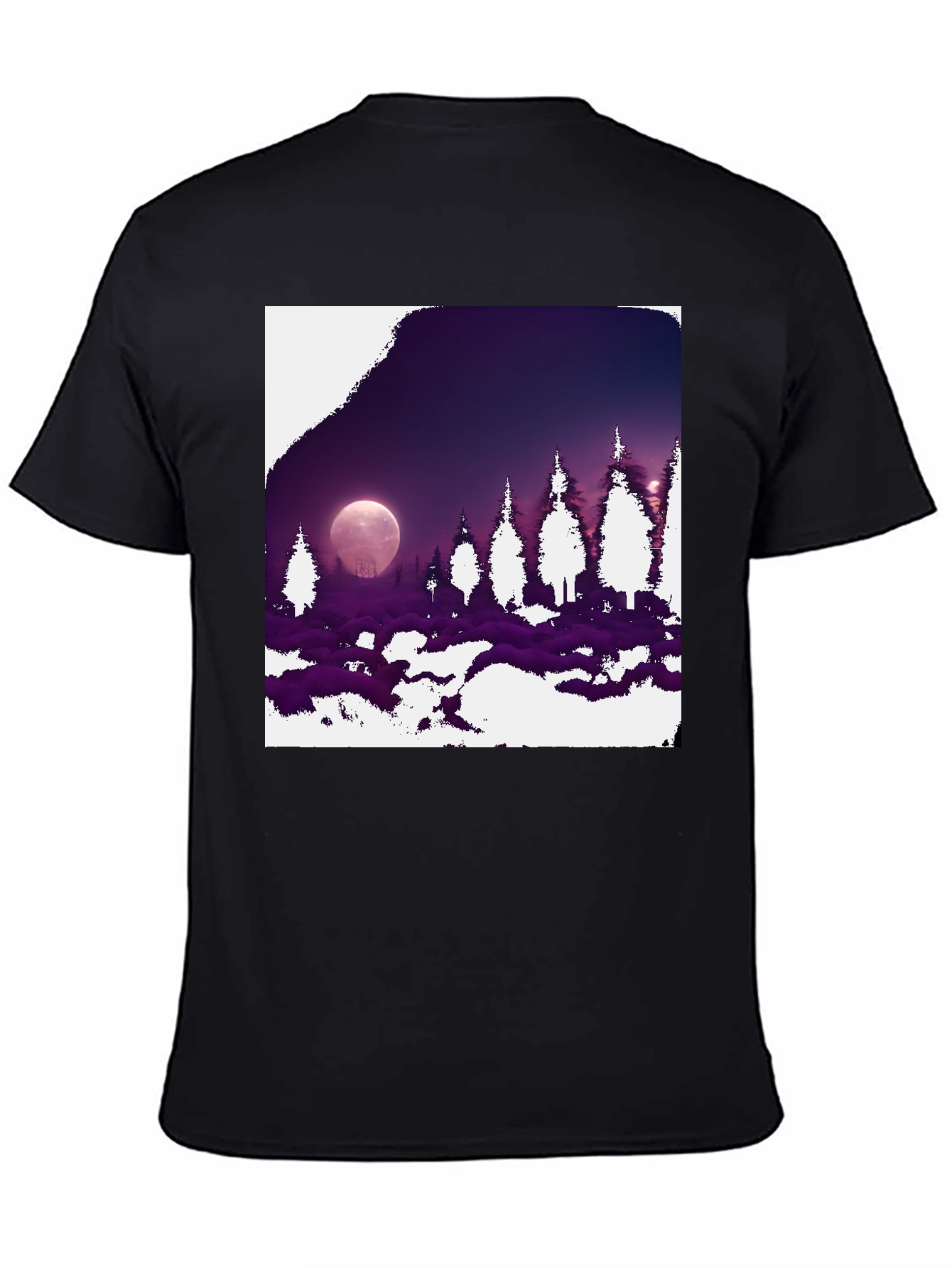 Black Lunar Forest Graphic Tee - Black Cotton Blend view 4