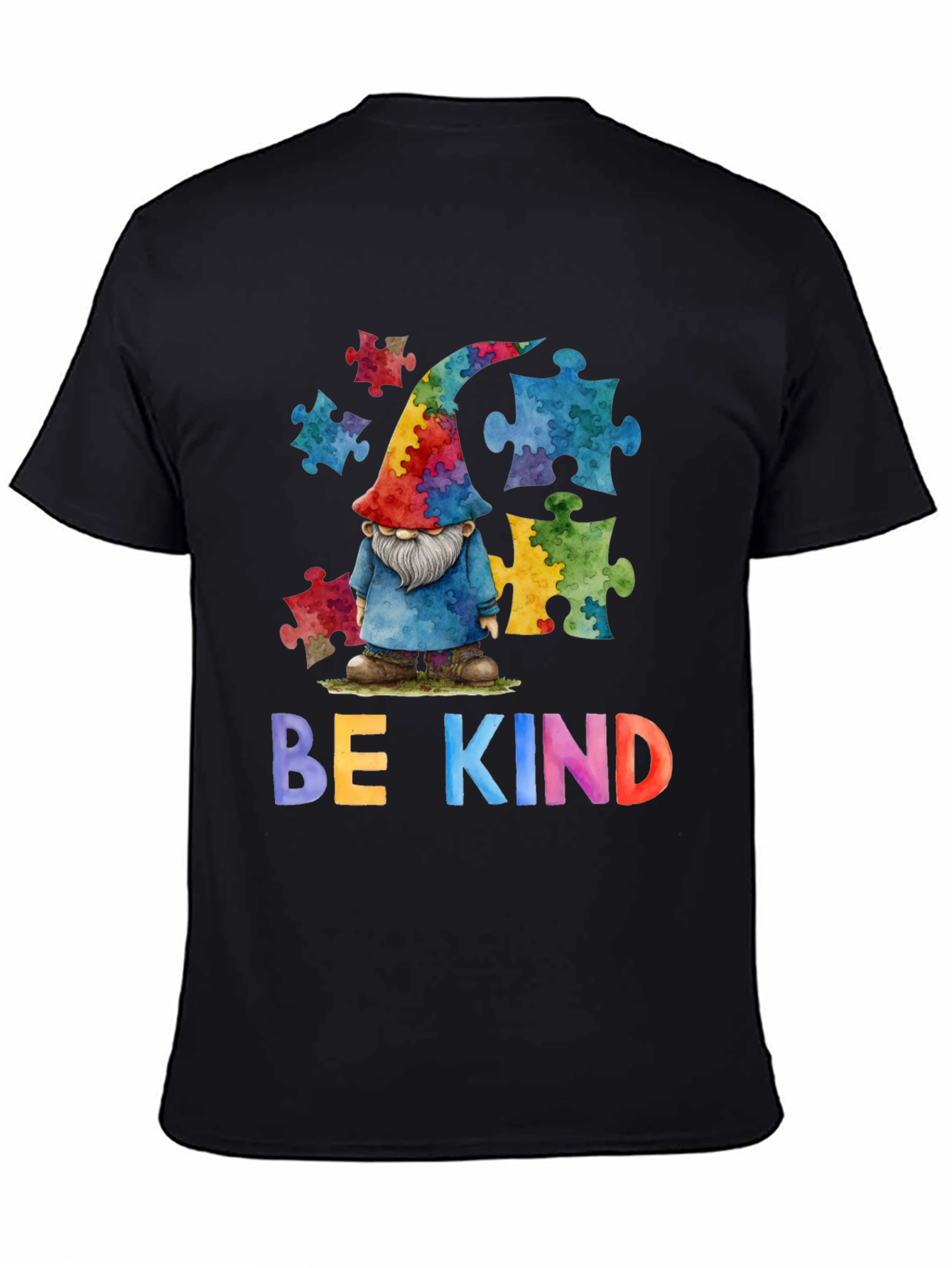 Black Be Kind Autism Awareness T-Shirt view 4