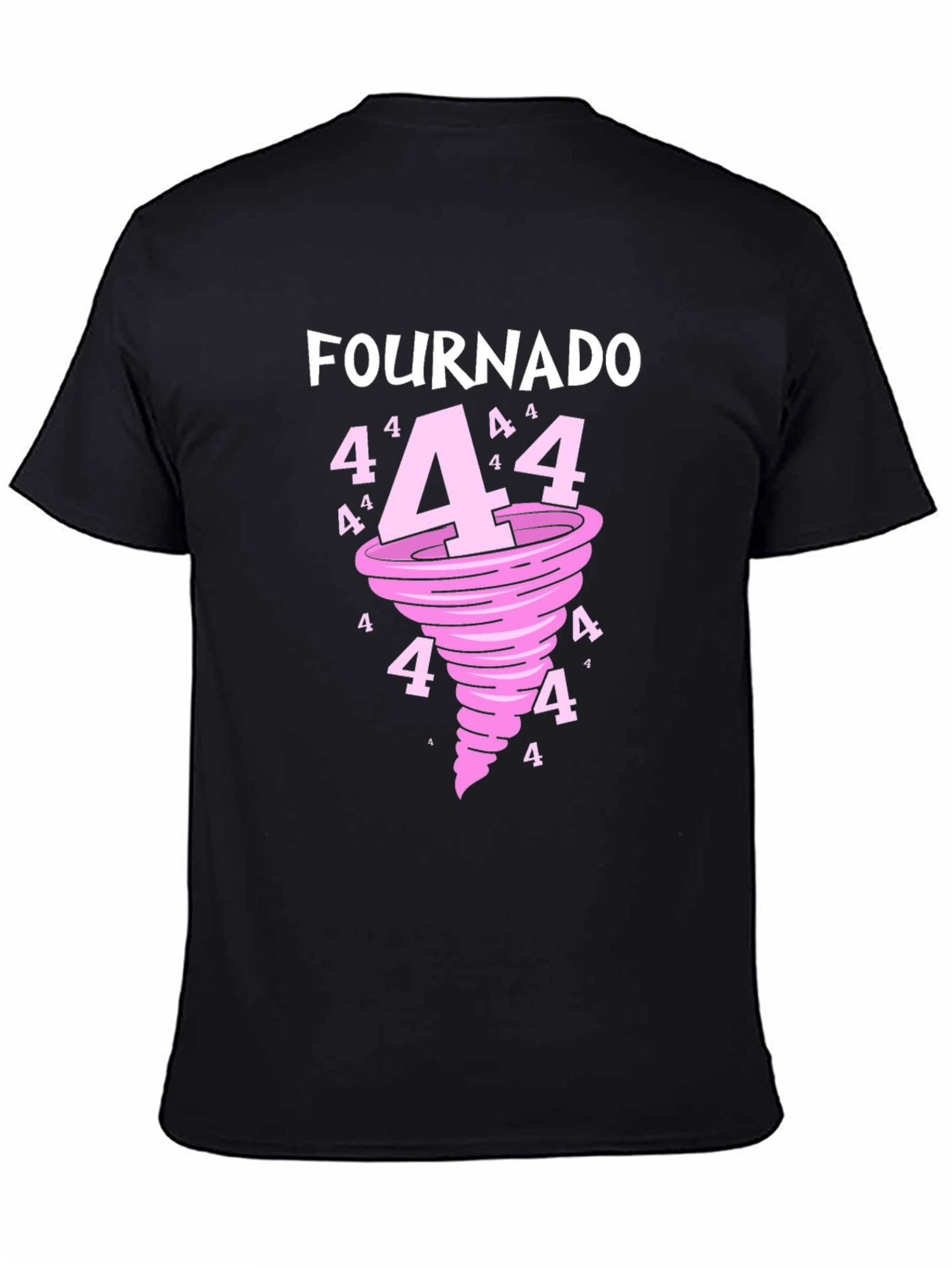 Black Fournado T-Shirt - Funny 4th Birthday Tornado Tee view 4