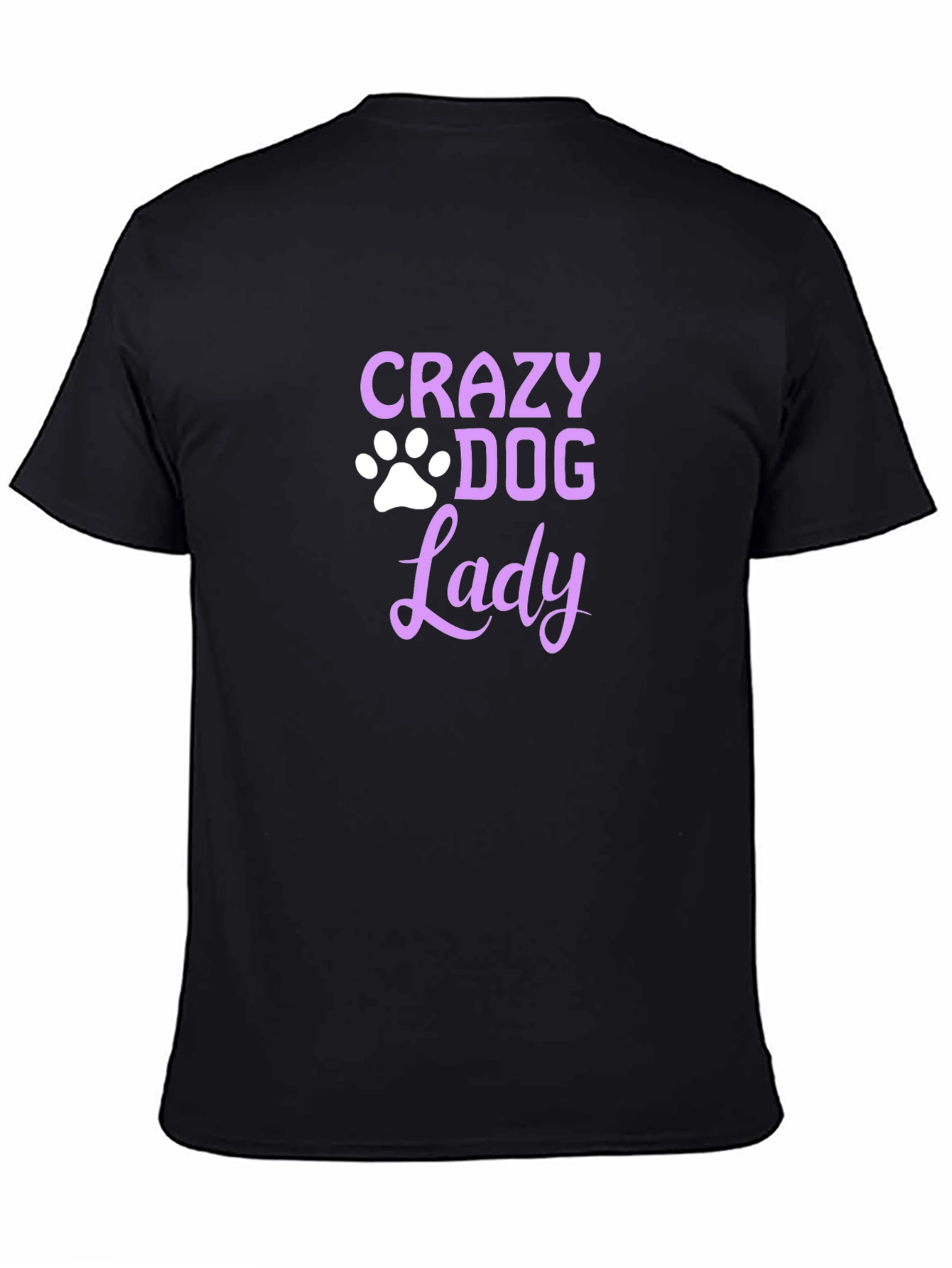 Black Crazy Dog Lady T-Shirt - Paw Print Tee view 4