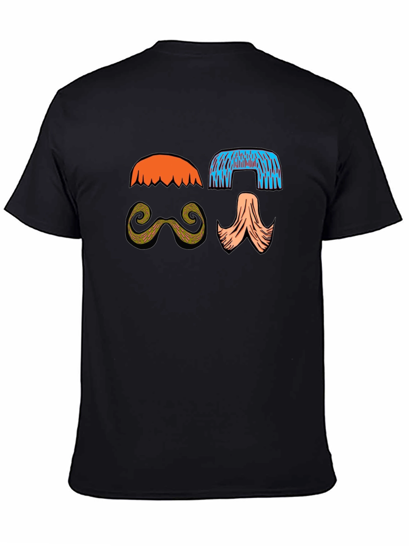 Black Funky Mustache & Wig Graphic Tee view 4