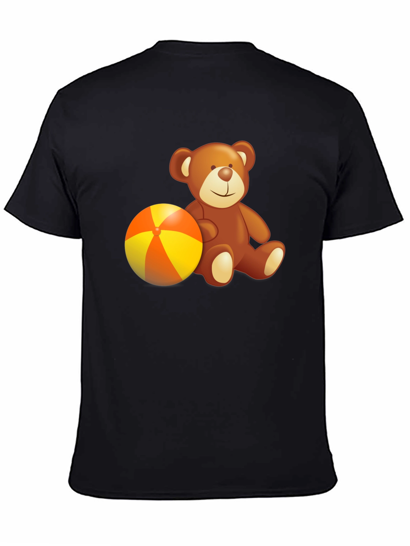 Black Teddy Bear & Beach Ball Graphic Tee - Soft Cotton Comfort view 4