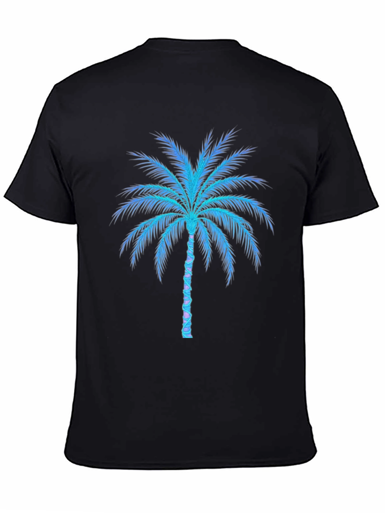 Black Neon Palm Tree Graphic Tee - Black Cotton Blend view 4