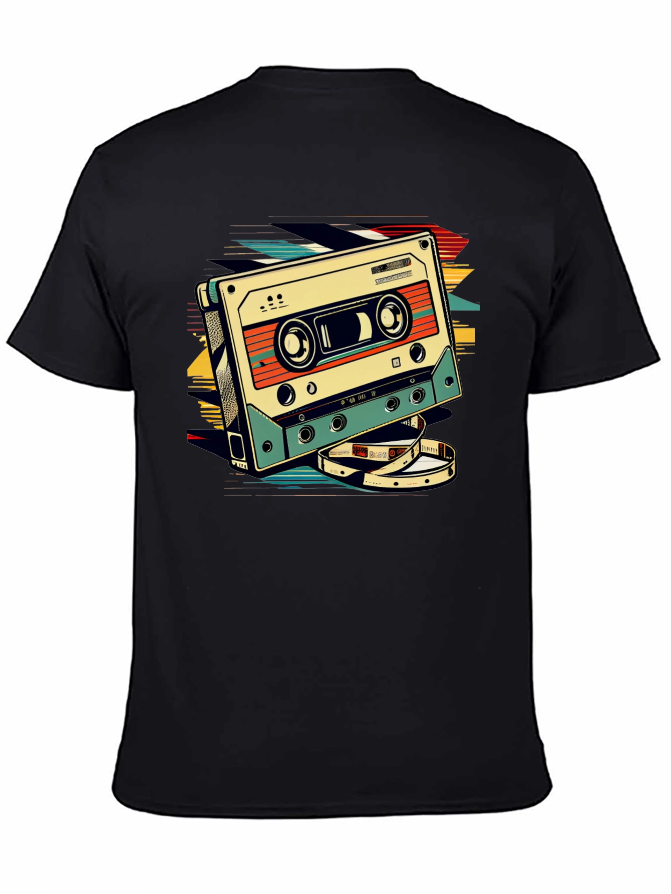 Black Retro Cassette Graphic T-Shirt - Vintage Style view 4