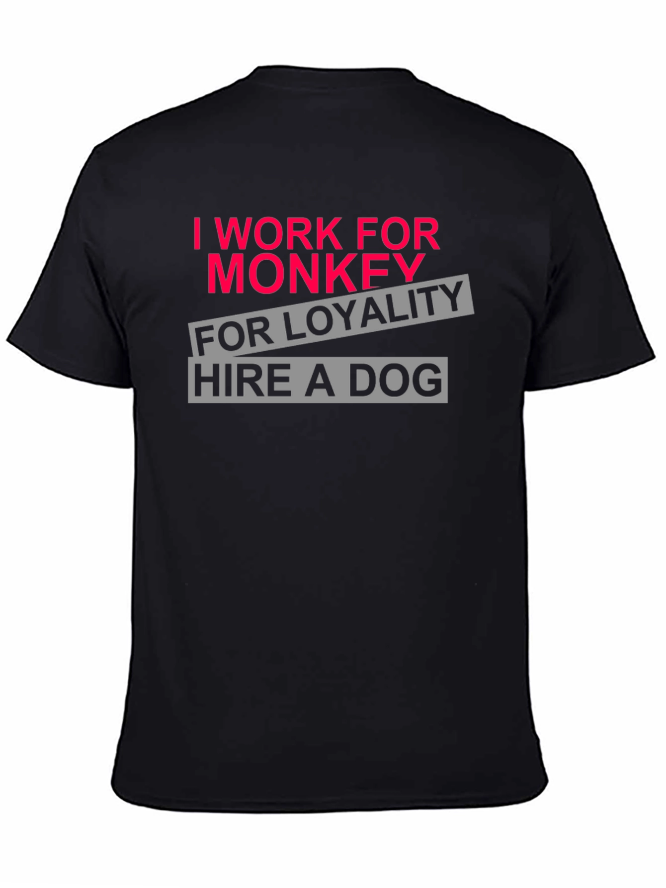 Black I Work for Monkey Funny Graphic T-Shirt view 4
