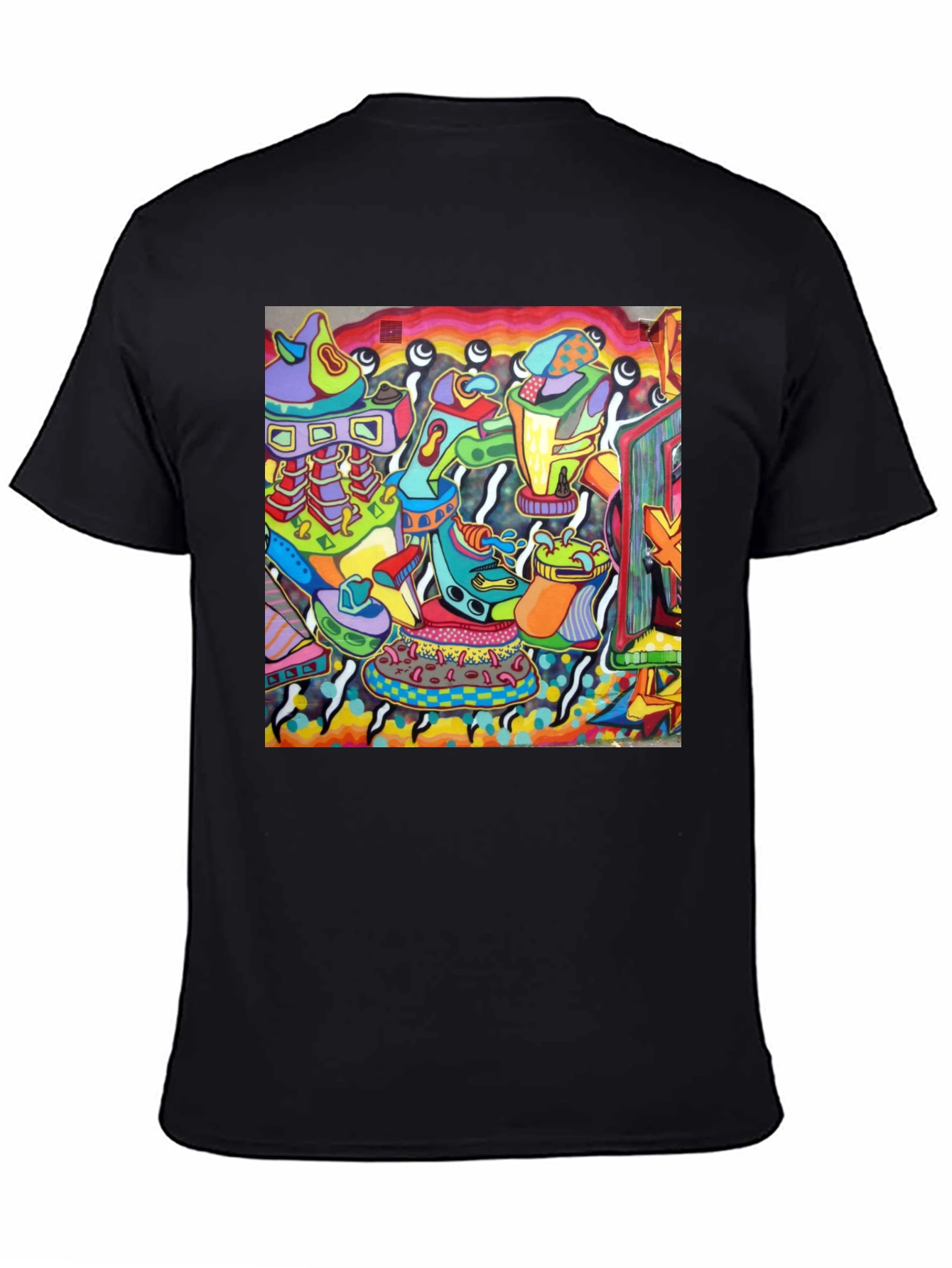 Black Abstract Art Graphic Black T-Shirt view 4