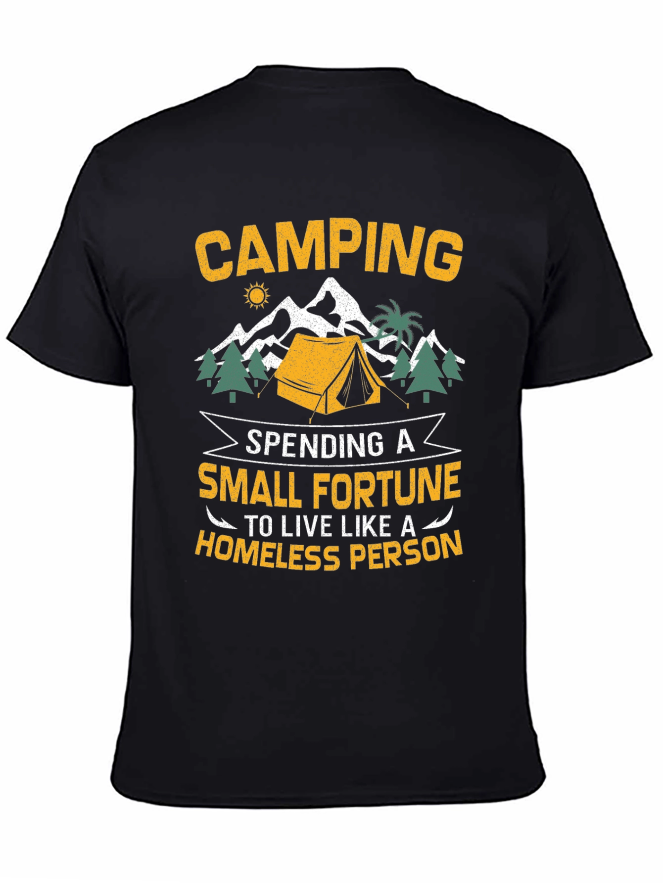 Black Camping Small Fortune Graphic T-Shirt view 4