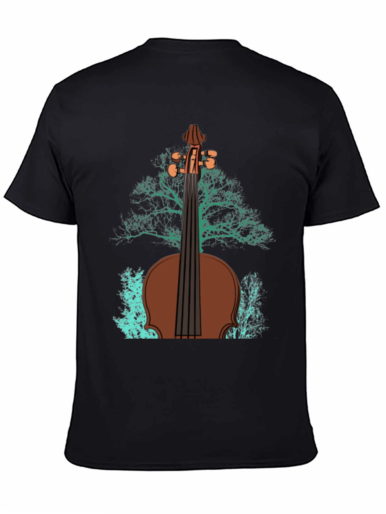 Black Violin Tree Graphic Tee - Music Lover's T-Shirt view 4