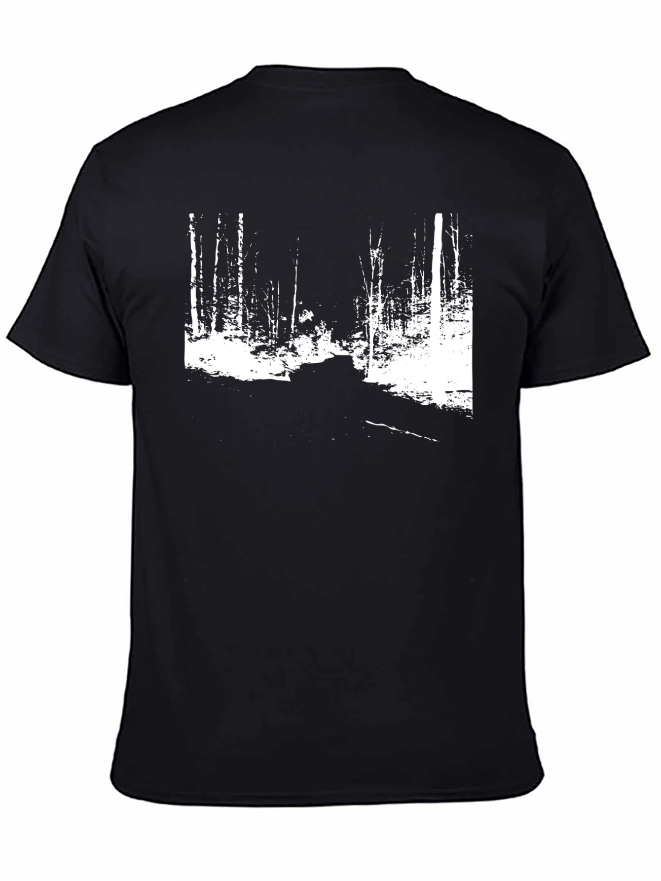 Black Monochrome Forest Graphic Tee view 4