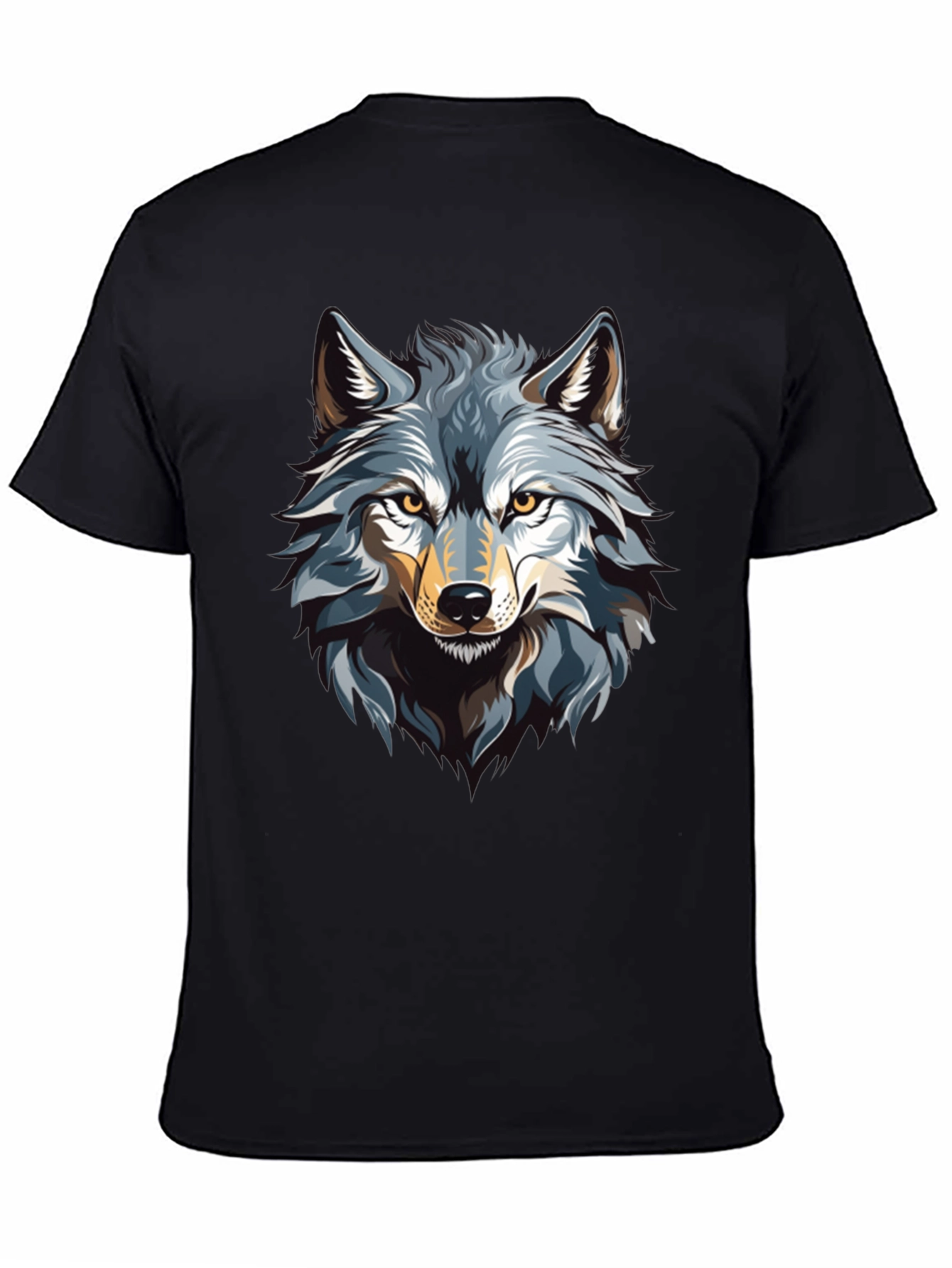 Black Wolf Graphic Print Black T-Shirt view 4