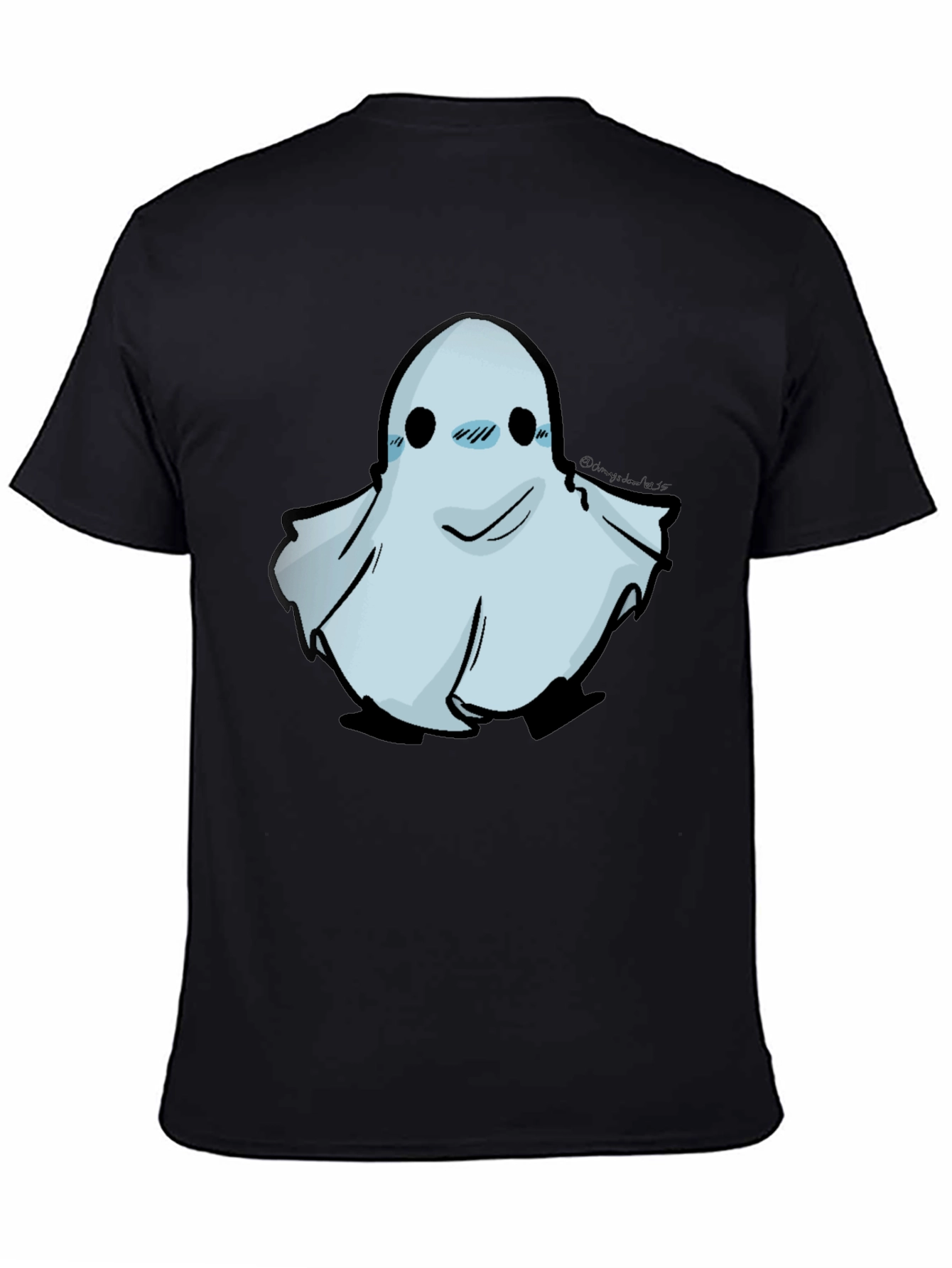 Black Cute Ghost Graphic Black T-Shirt view 4