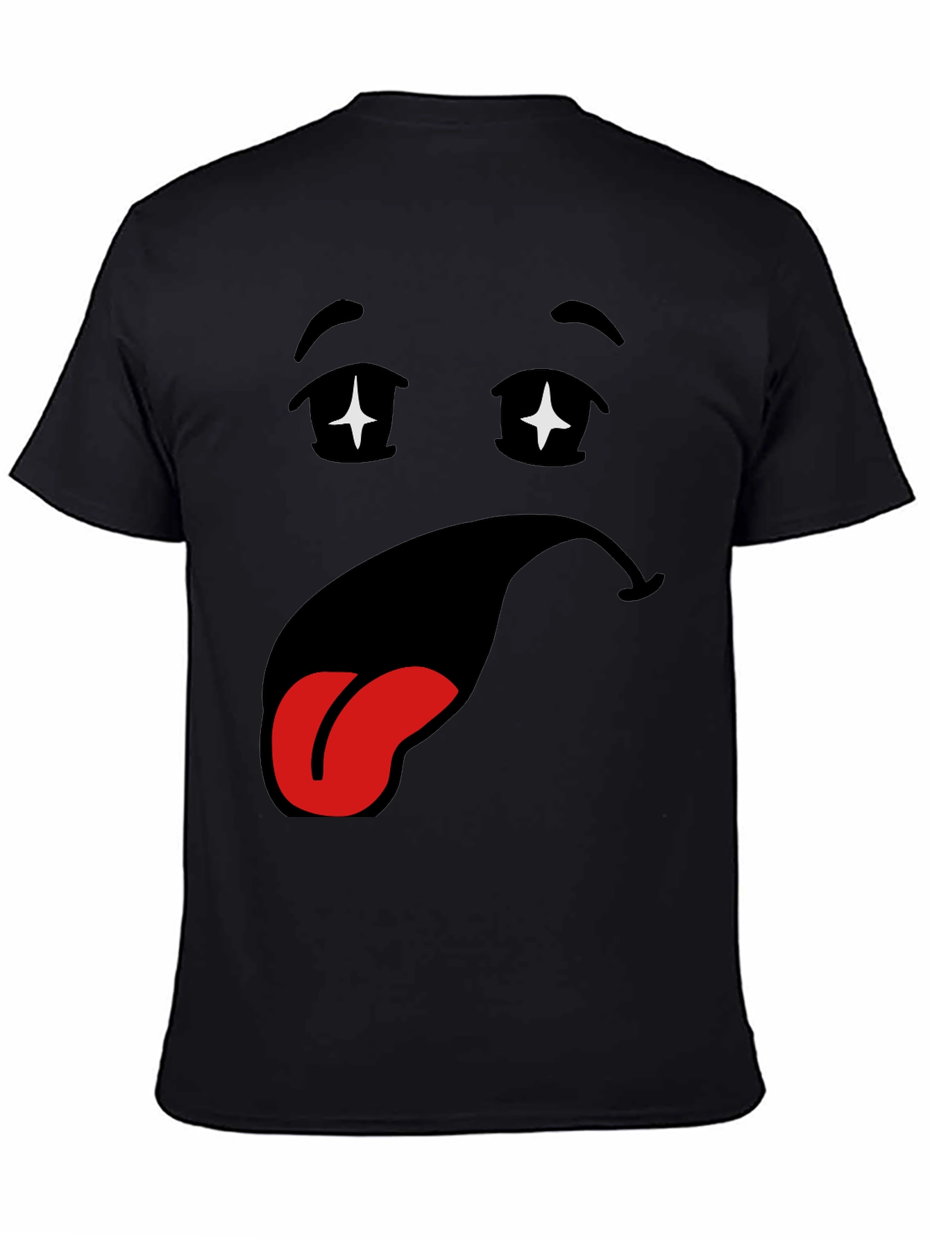 Black Funny Cartoon Face Black T-Shirt view 4