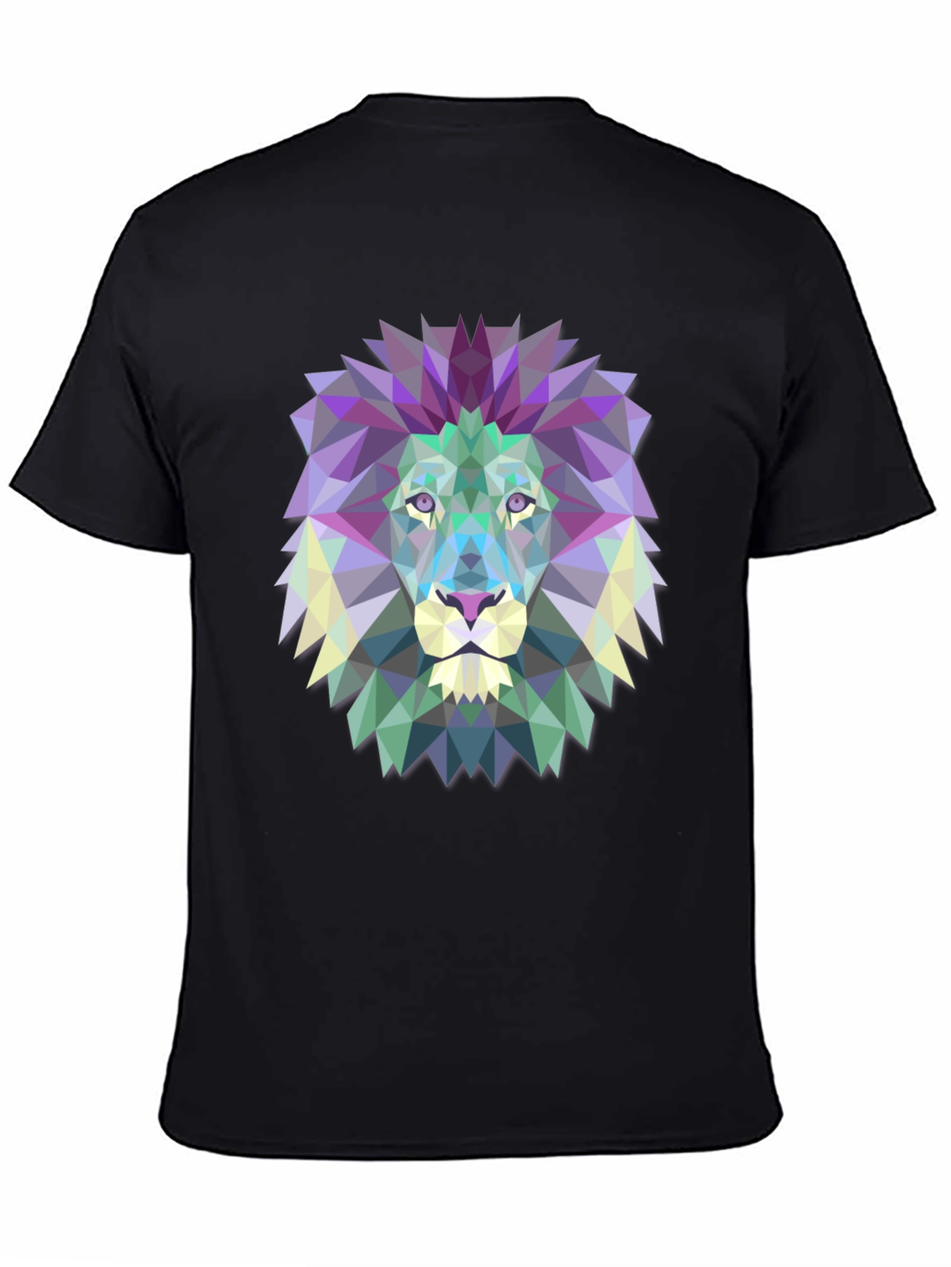 Black Geometric Lion Graphic Tee - Modern Art Shirt view 4