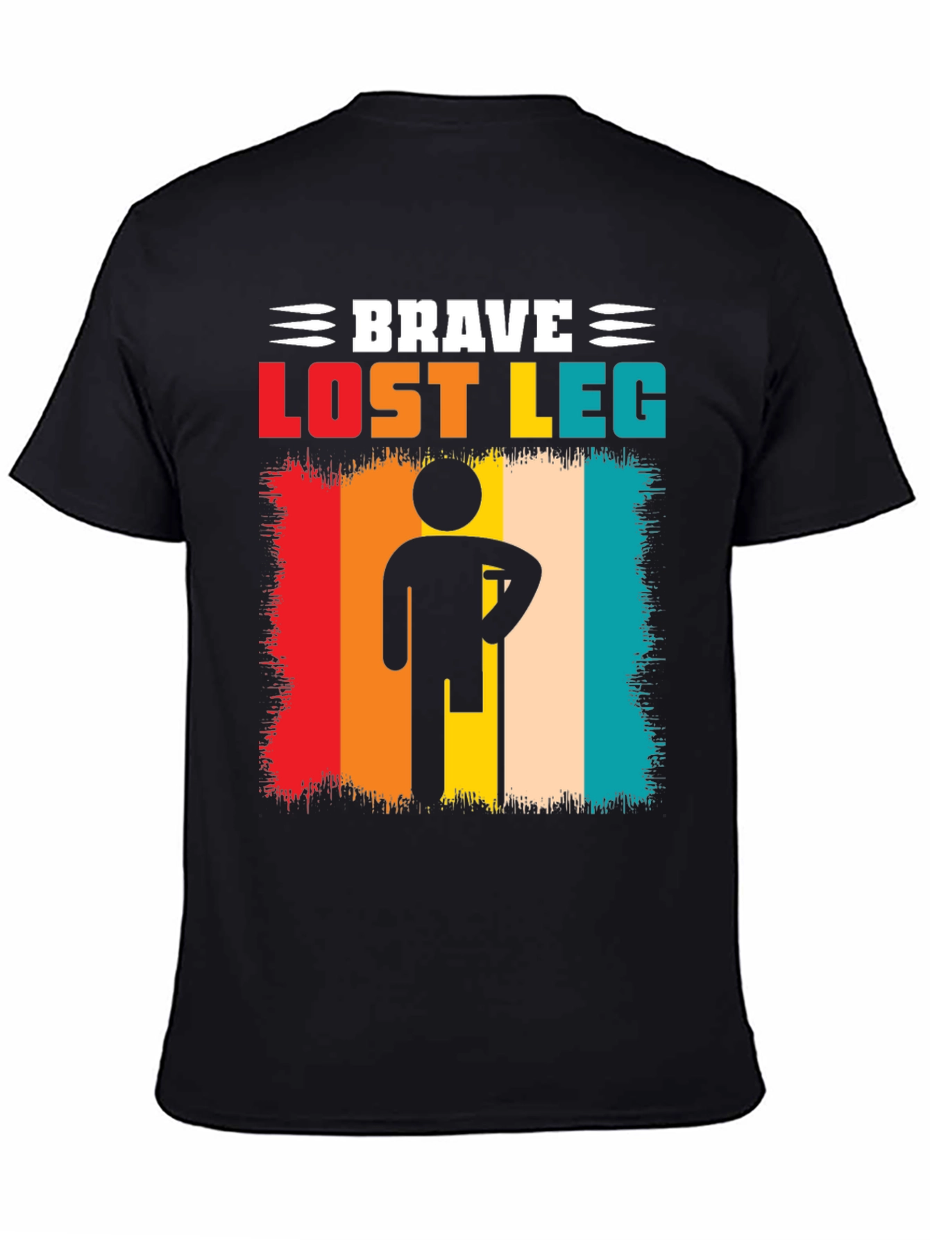 Black Brave Lost Leg T-Shirt - Amputee Pride view 4