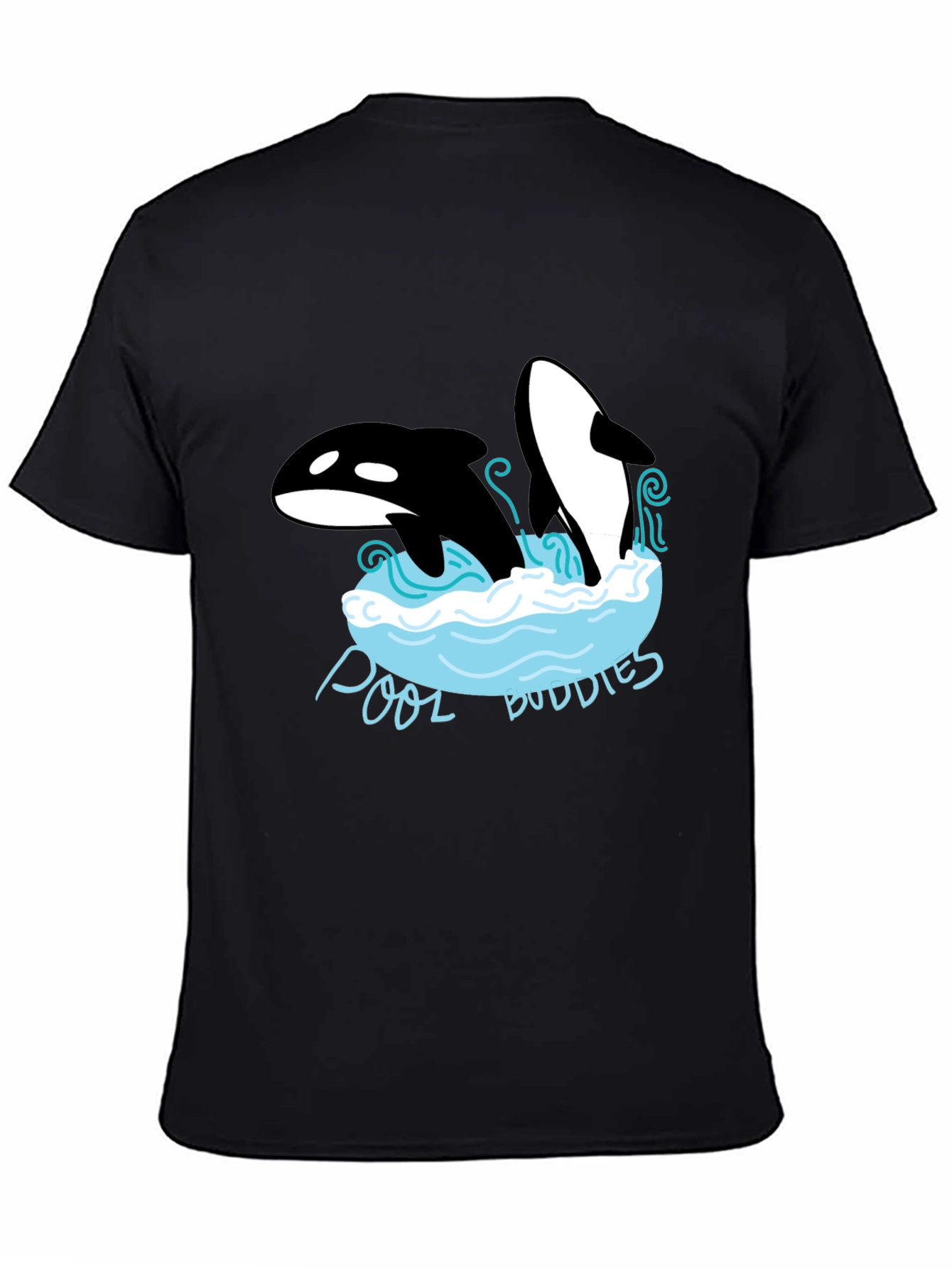 Black Pool Buddies Orca Whale Graphic Tee view 4