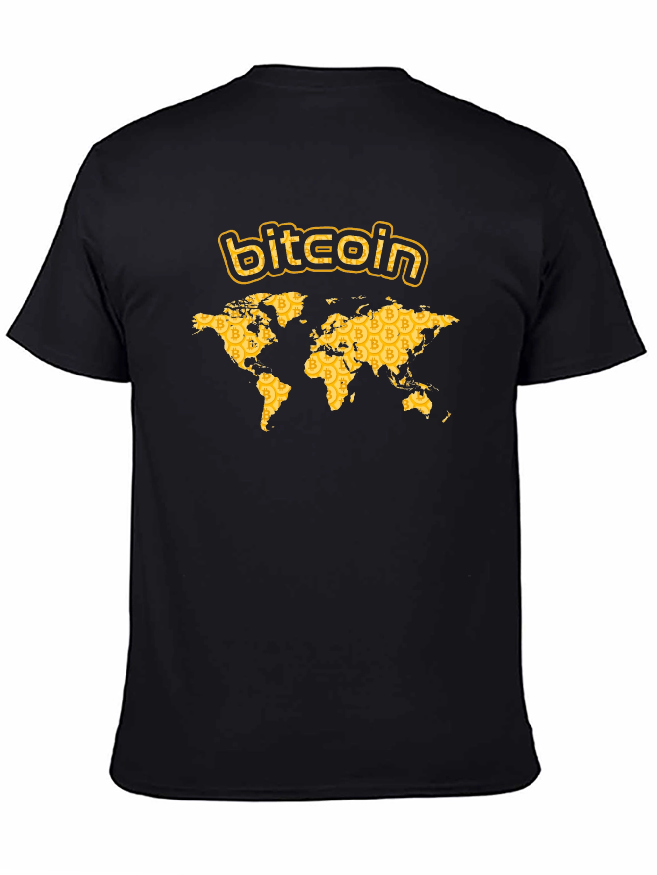 Black Bitcoin World Map Graphic T-Shirt - Black view 4