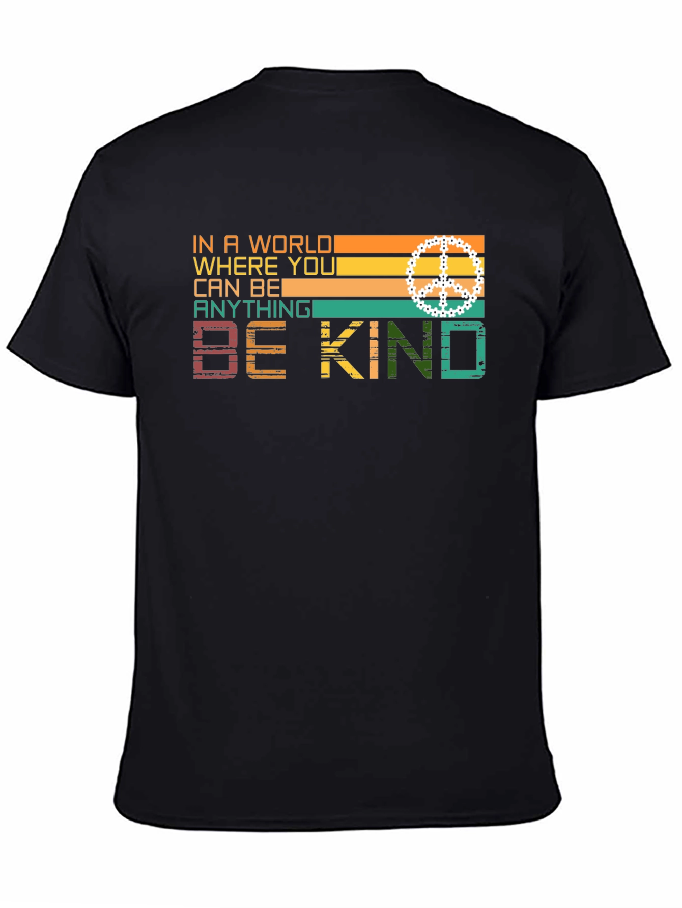 Black Be Kind Retro Style Graphic T-Shirt view 4