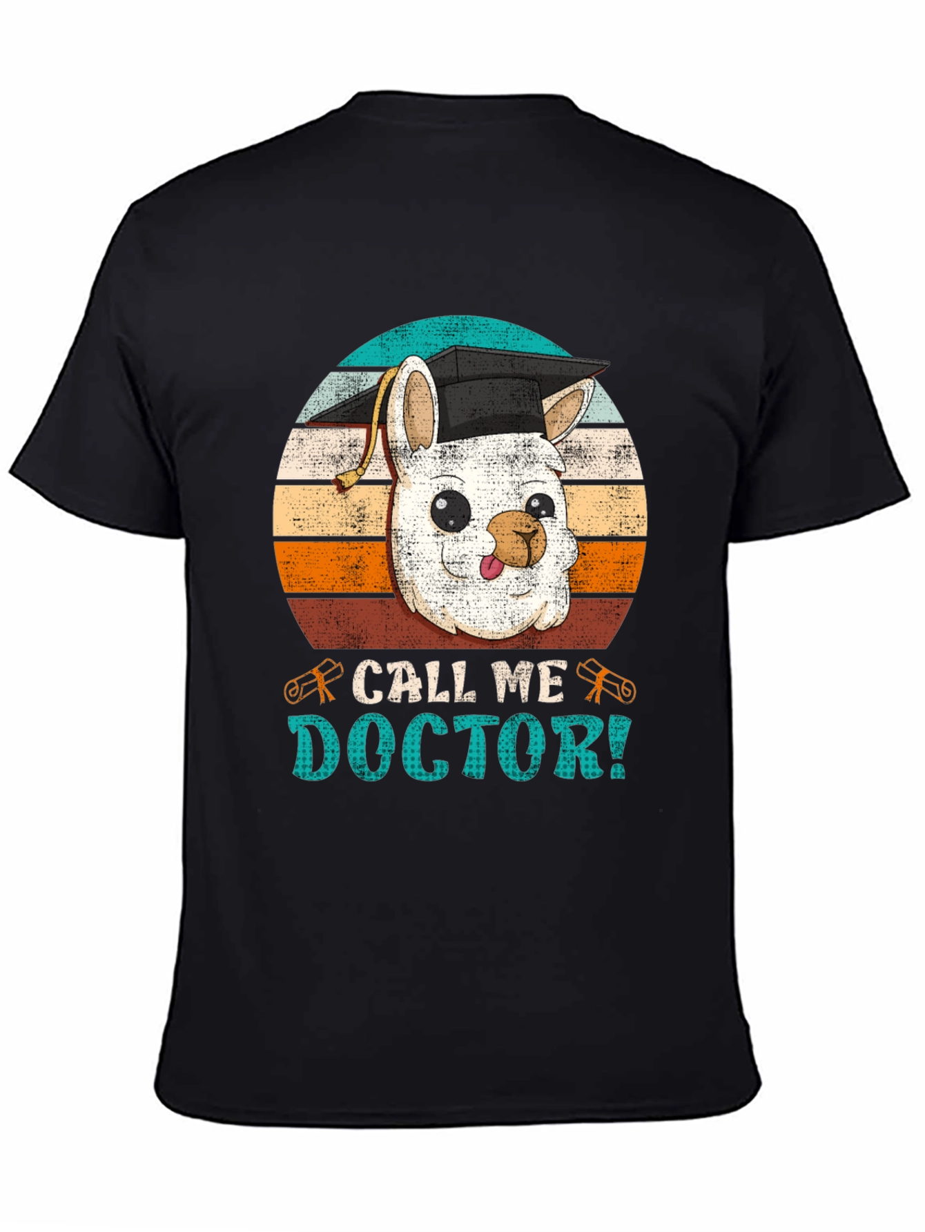 Black Call Me Doctor Llama T-Shirt view 4