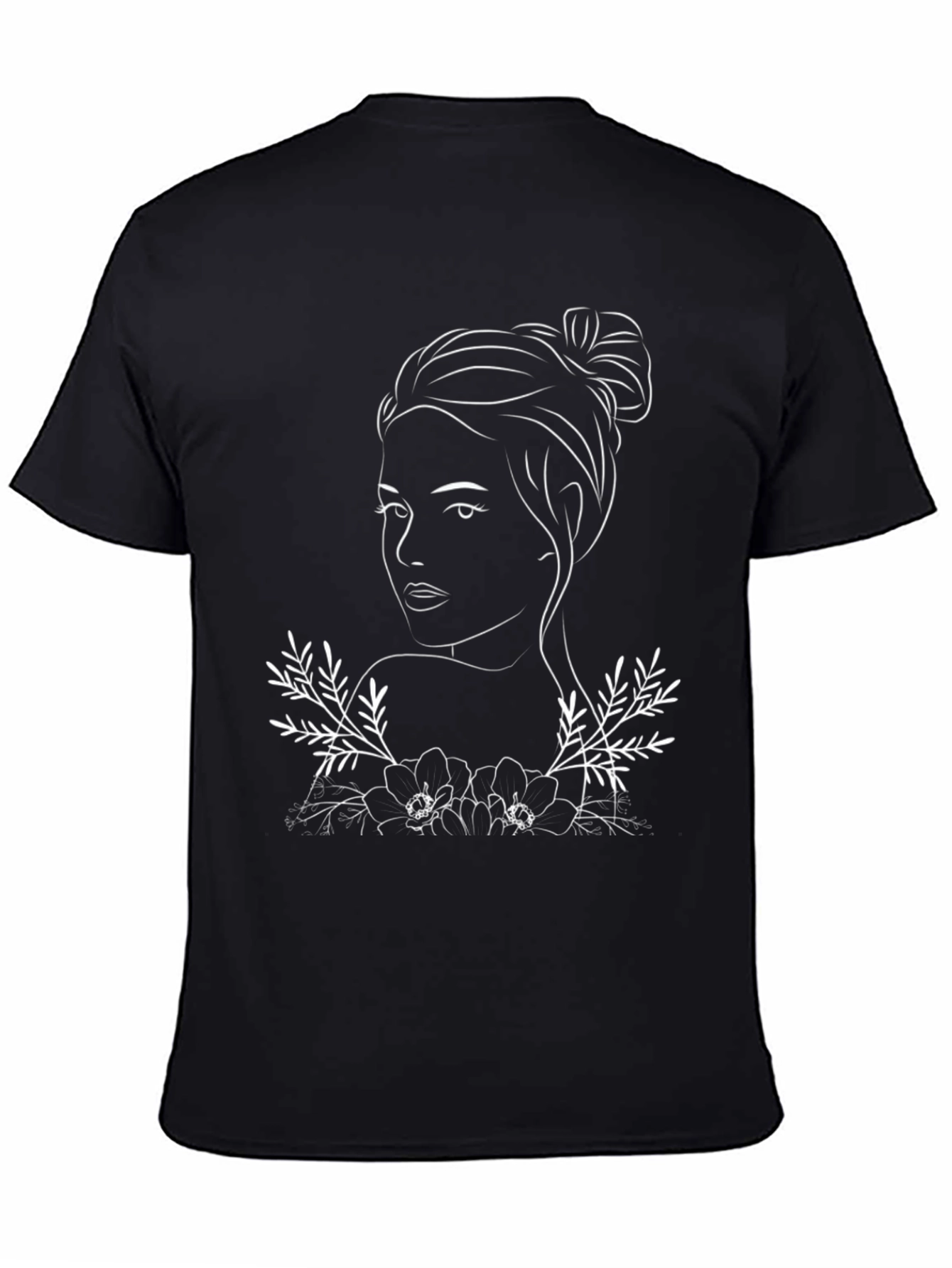 Black Woman Line Art T-Shirt - Black view 4