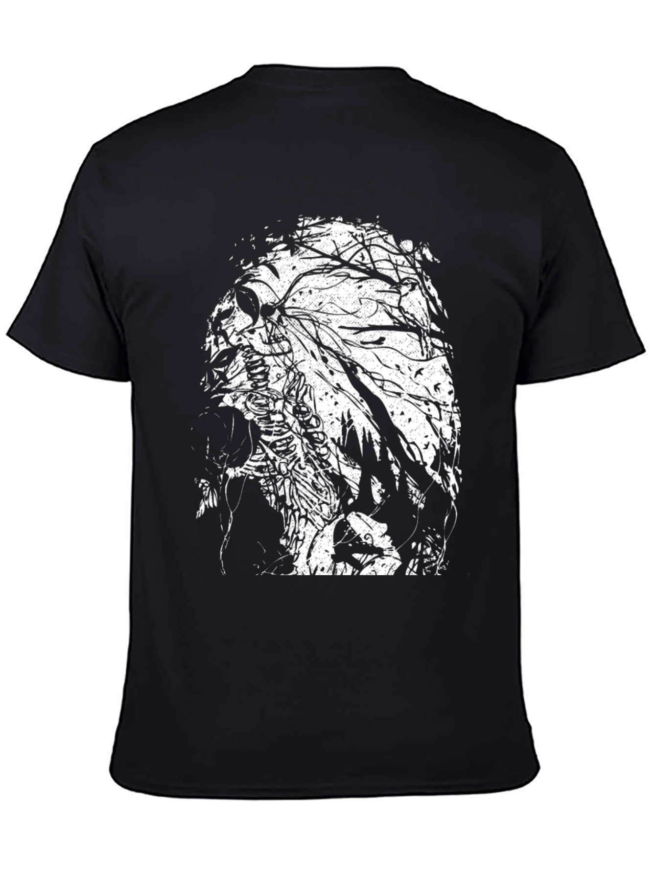 Black Skull & Tree Branch Graphic Black T-Shirt view 4