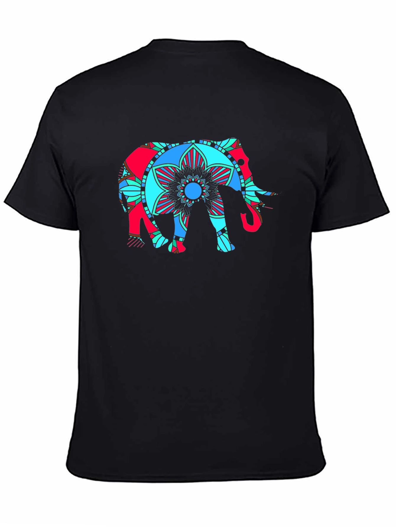 Black Elephant Mandala Graphic T-Shirt view 4