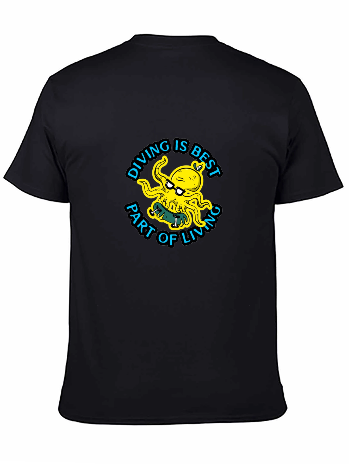 Black Diving is Best Octopus T-Shirt - Black view 4