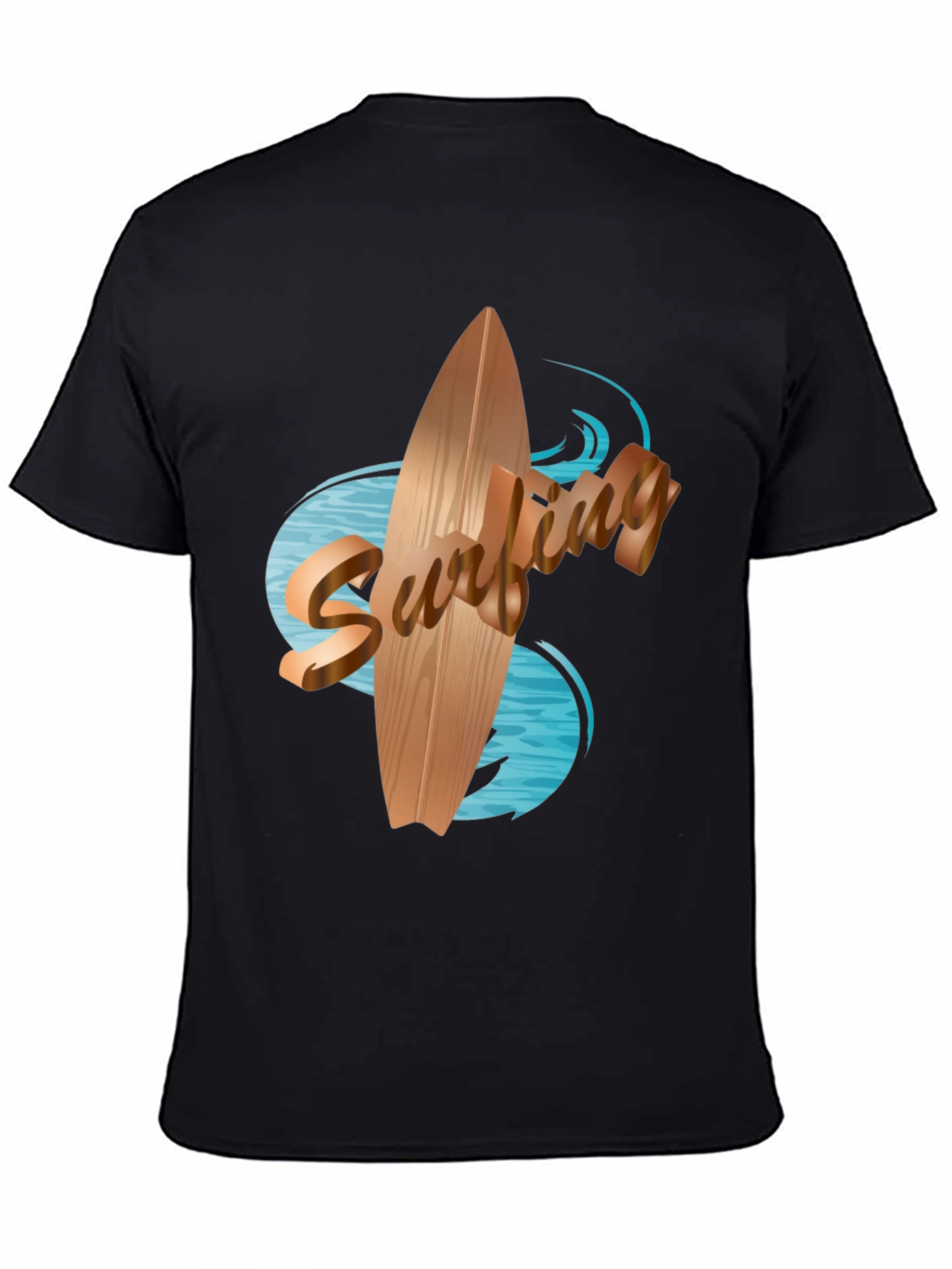 Black Surfboard Graphic Tee - Black Cotton Blend view 4