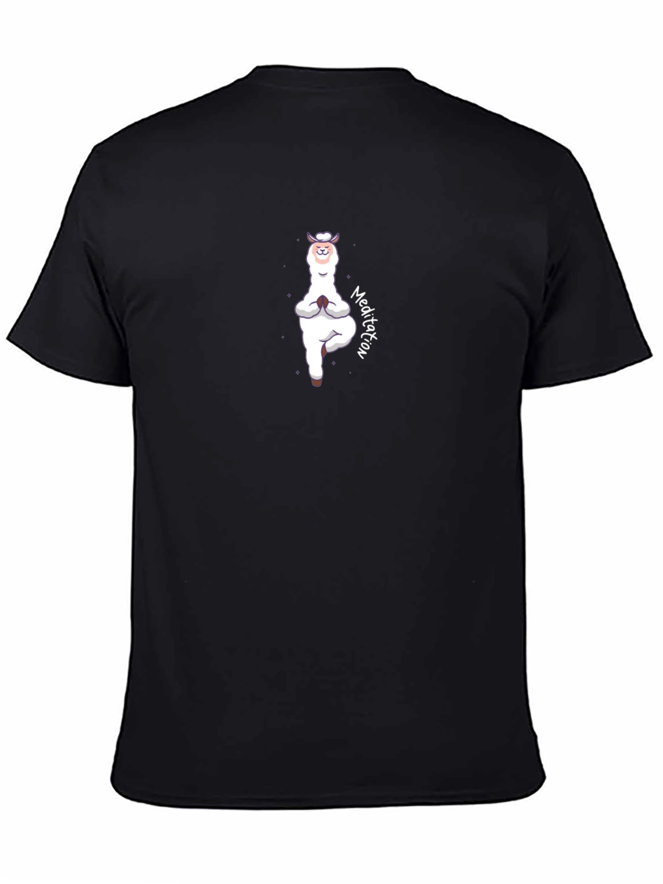 Black Yoga Llama Meditation T-Shirt - Funny Alpaca Design view 4