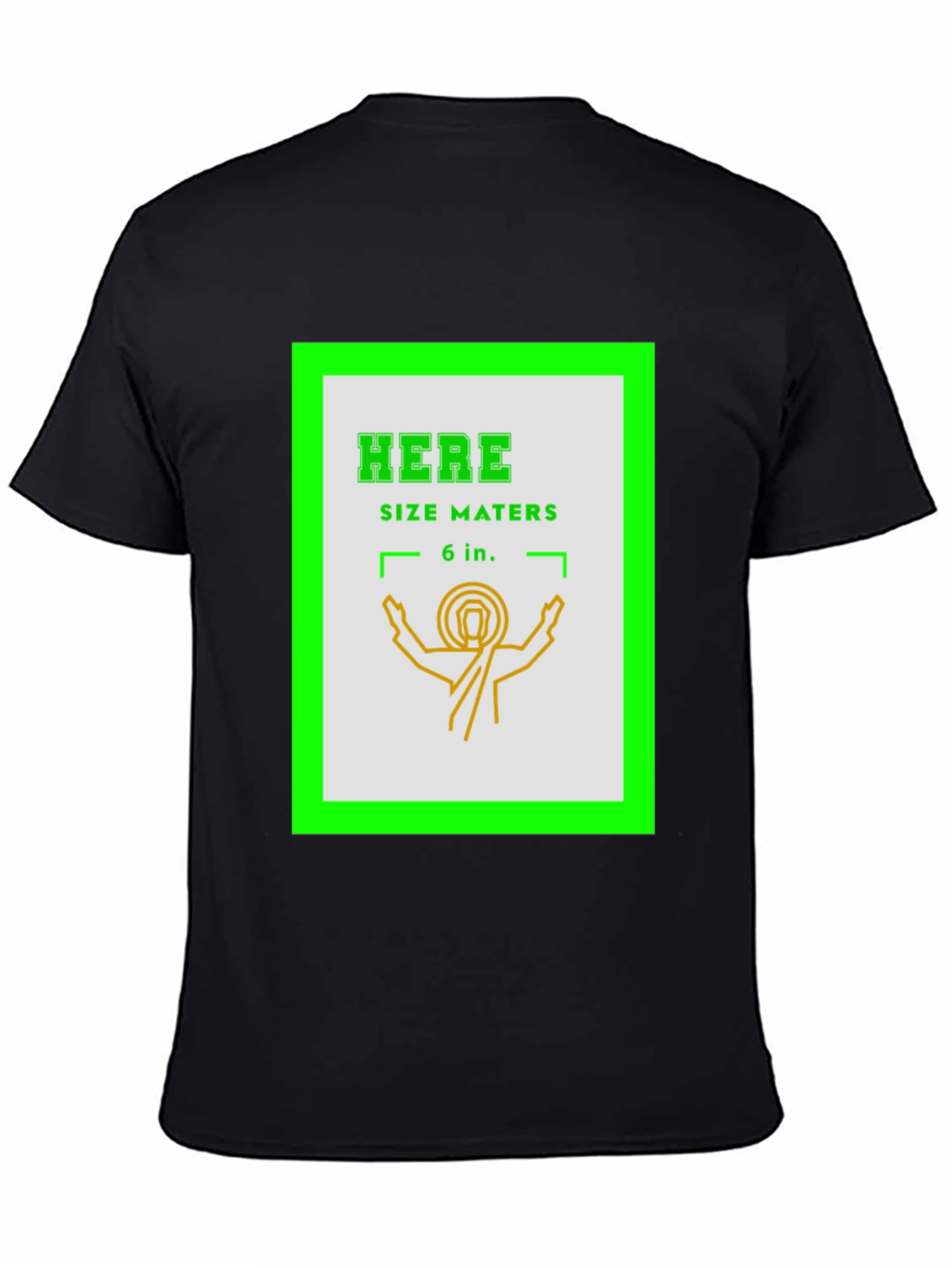 Black Here Size Maters T-Shirt Funny Graphic Tee view 4