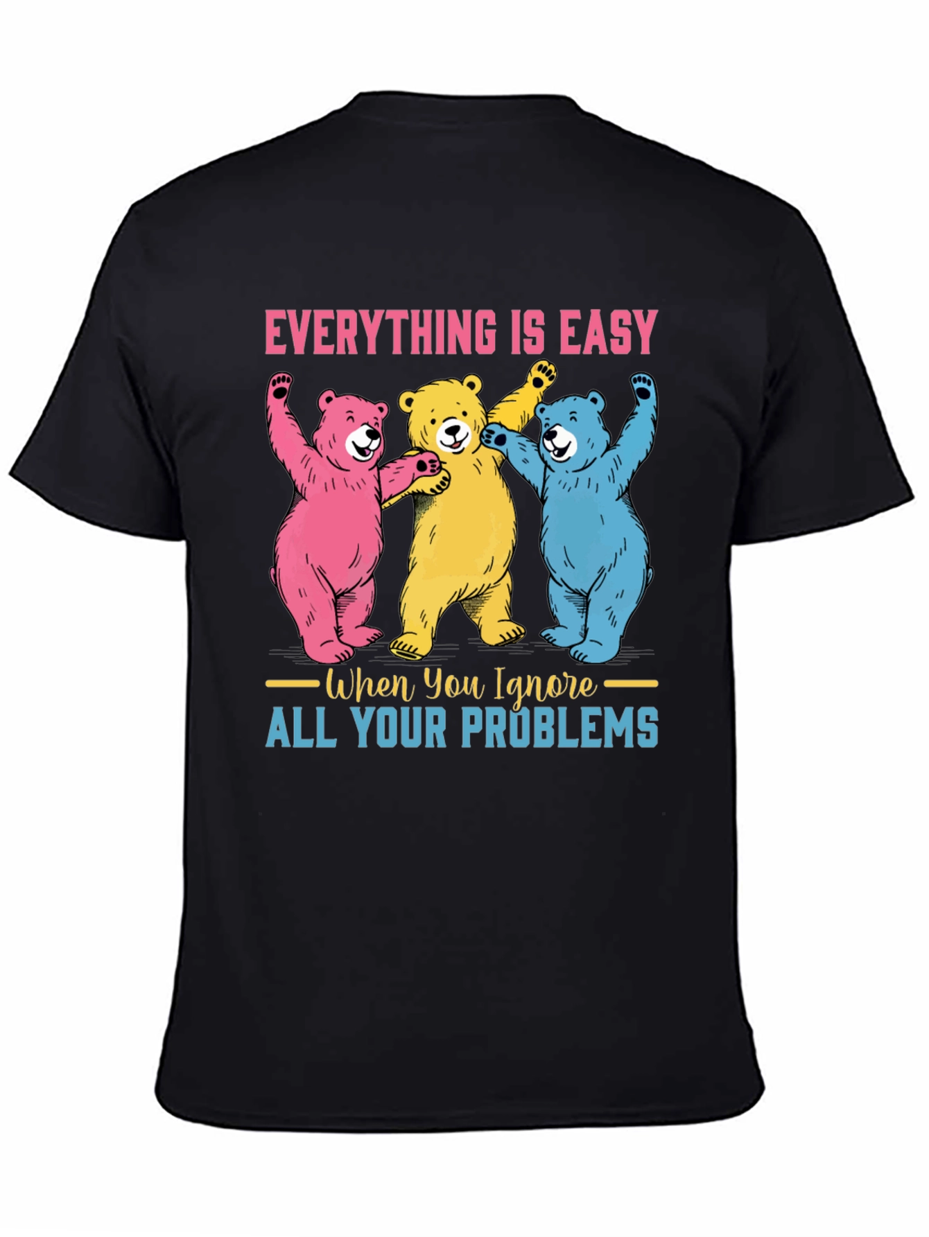 Black Everything is Easy Bear Graphic Tee view 4