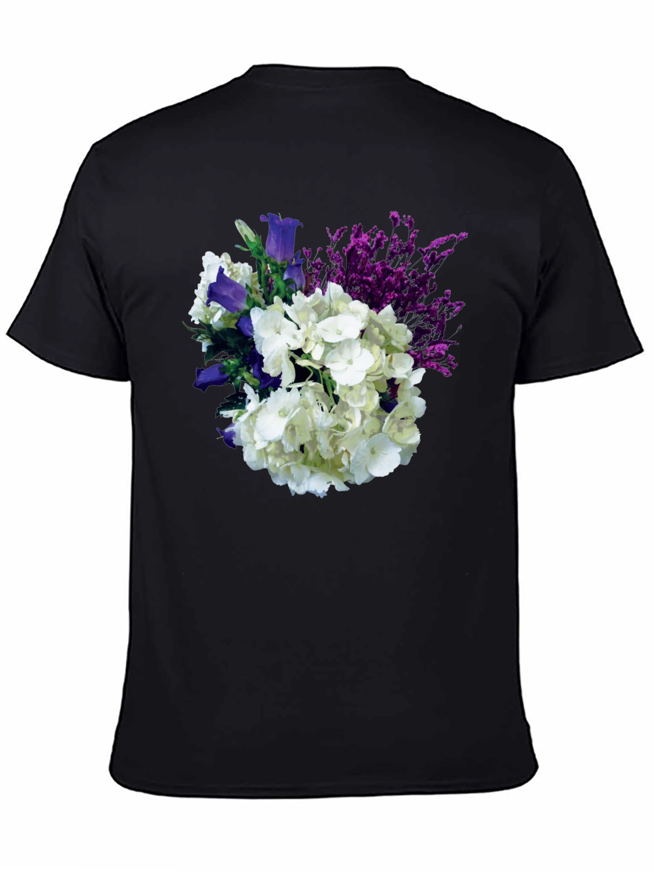 Black Floral Bouquet T-Shirt - Black Cotton Tee view 4