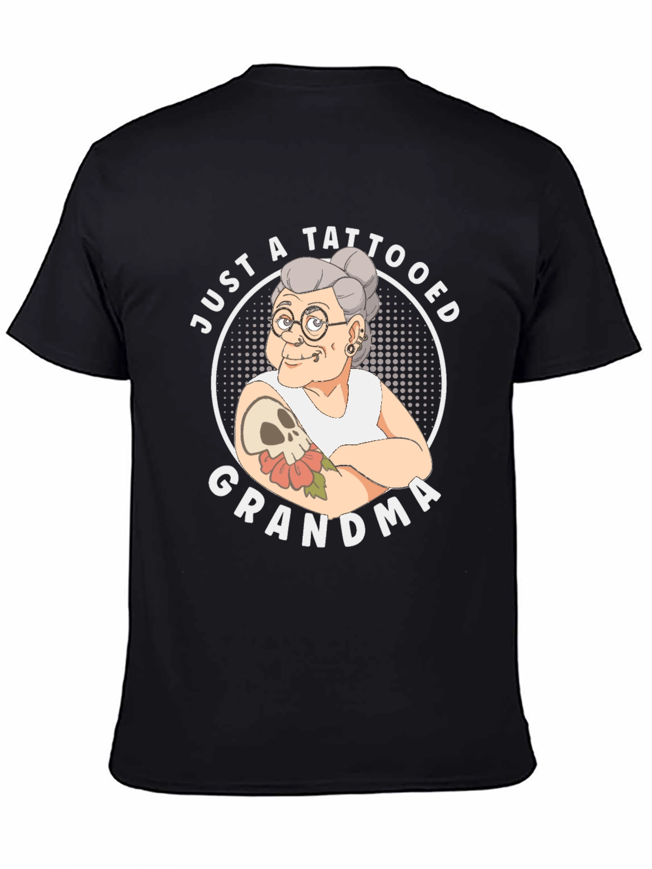 Black Tattooed Grandma T-Shirt - Funny Graphic Tee view 4