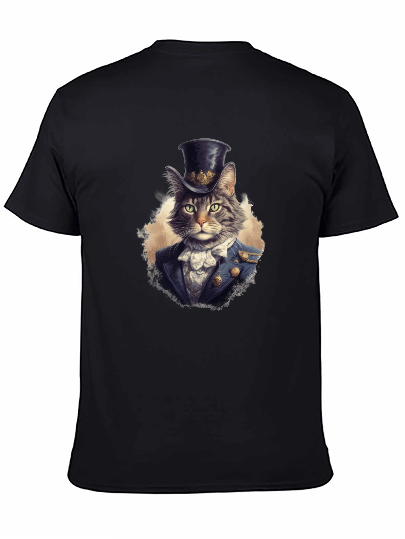 Black Dapper Cat Top Hat Graphic Tee view 4