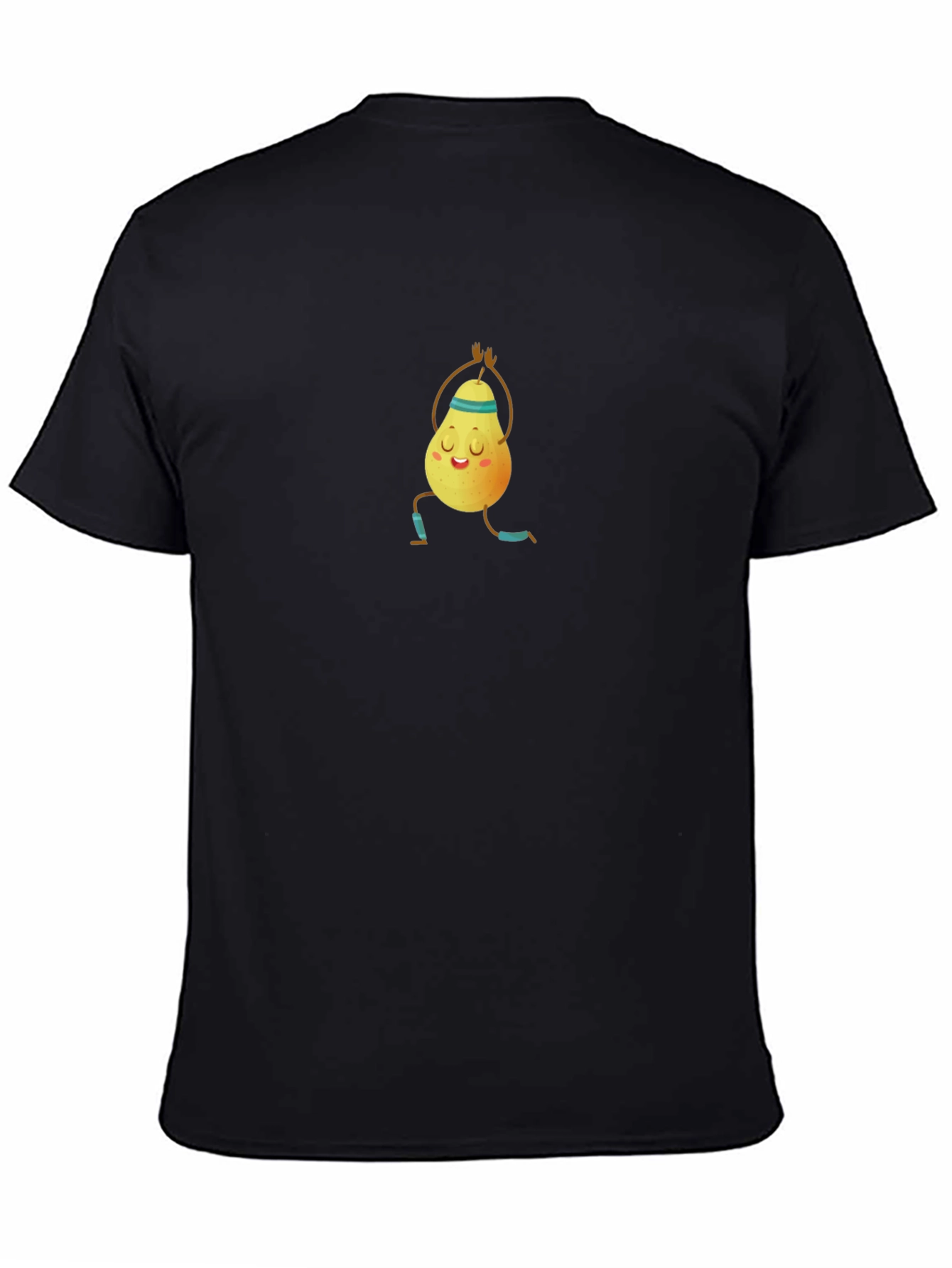 Black Yoga Pear Graphic Tee - Black Cotton T-Shirt view 4