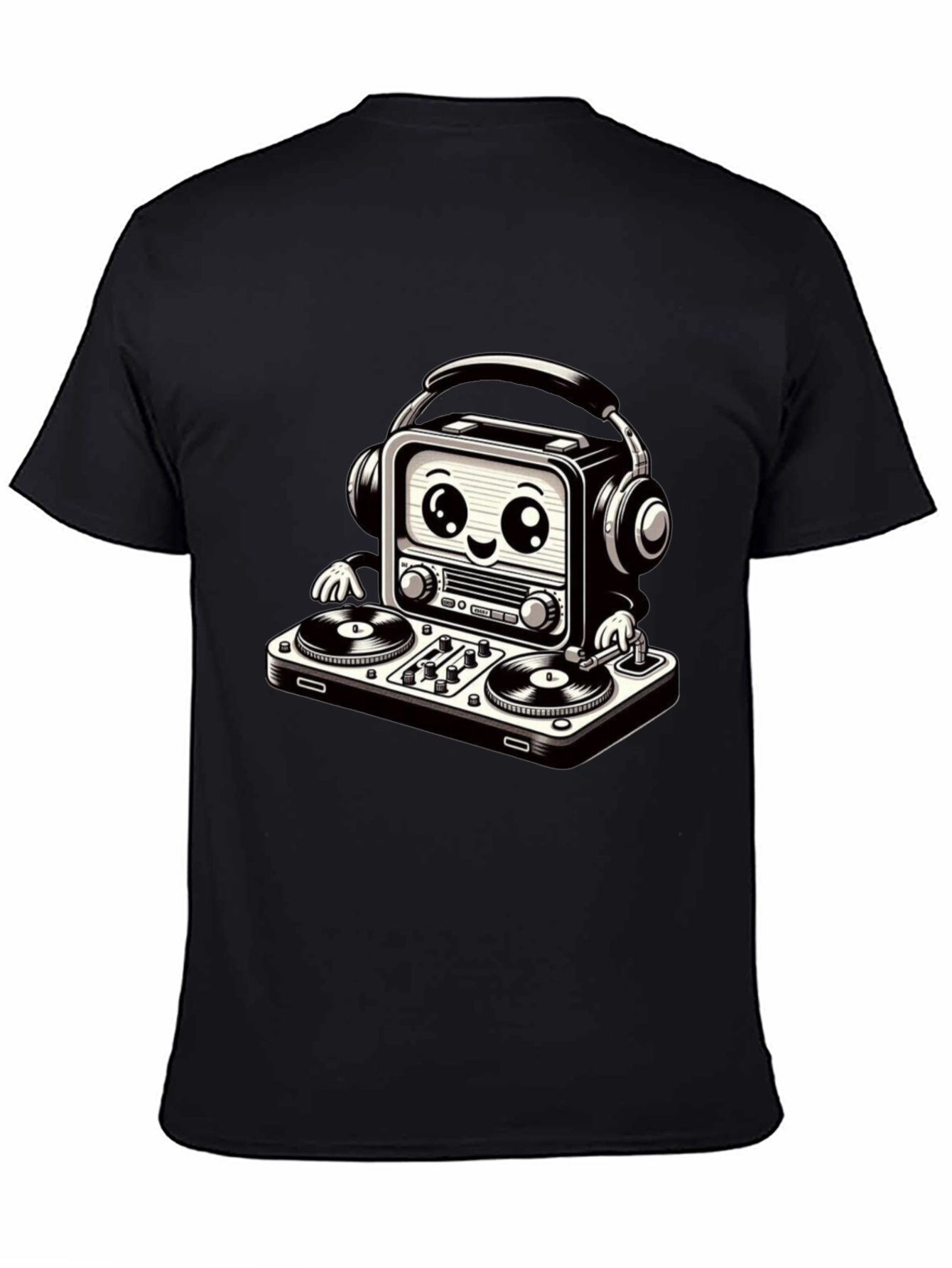 Black DJ Radio T-Shirt - Cool Graphic Tee view 4