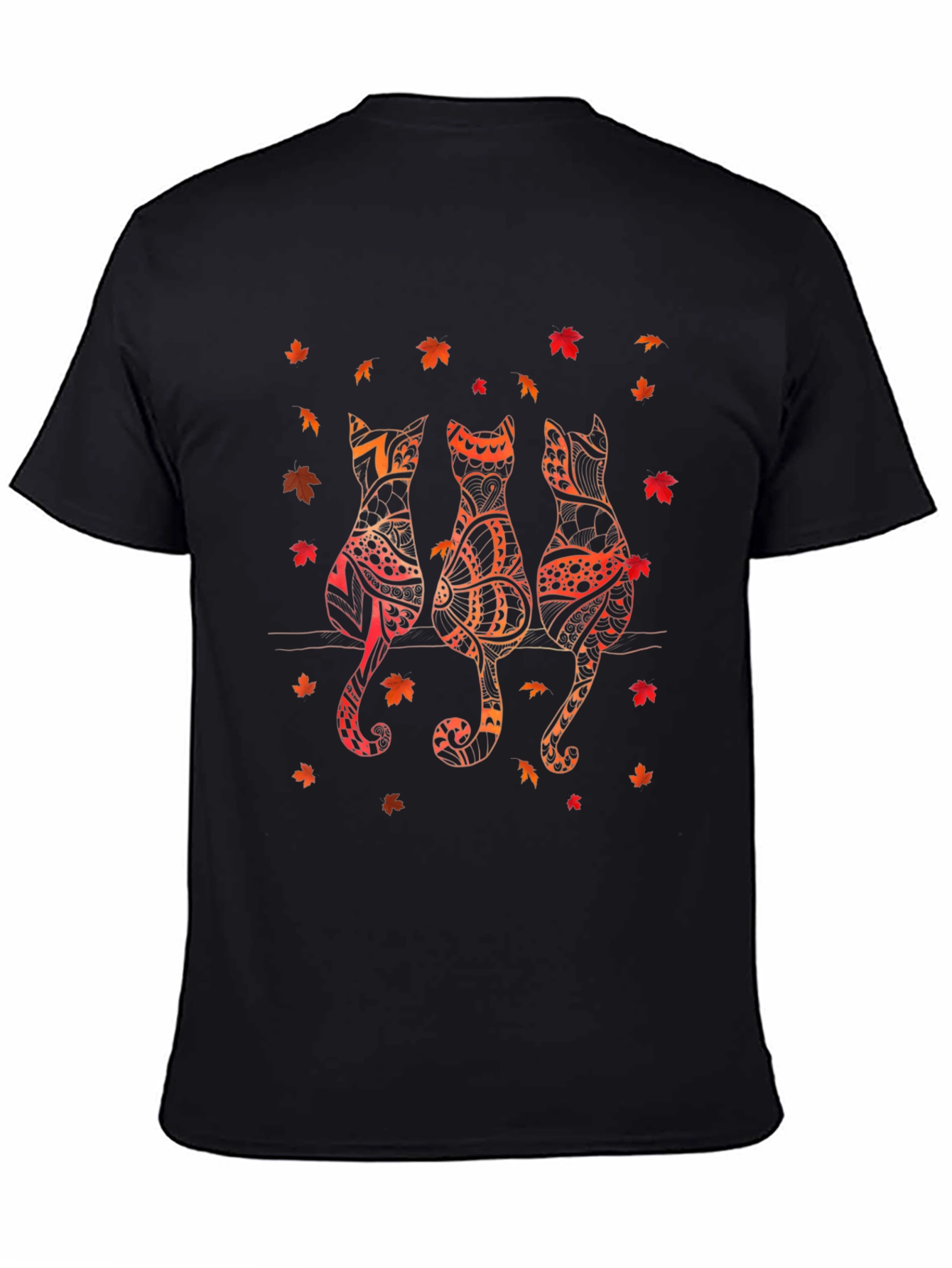 Black Fall Cats Graphic Tee - Autumn Style view 4