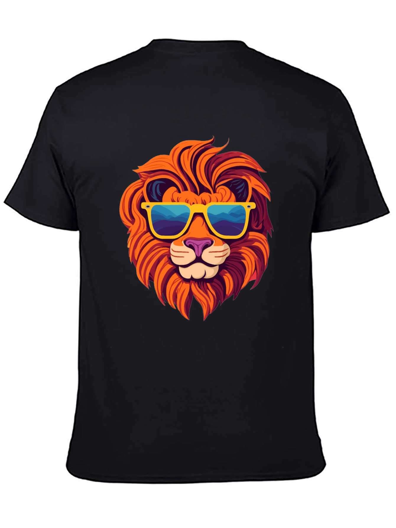 Black Cool Lion Graphic Tee - Black Cotton T-Shirt view 4