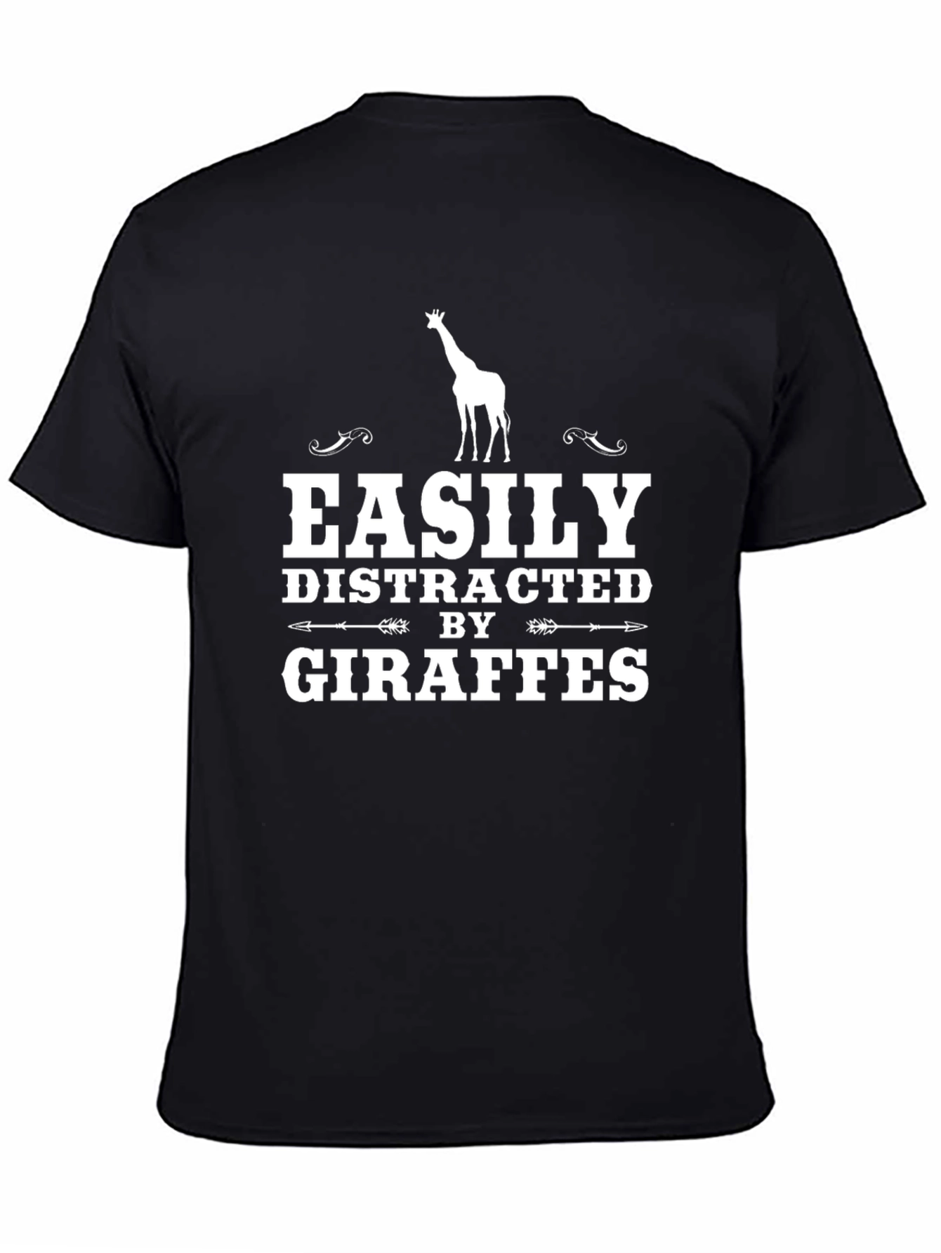 Black Easily Distracted By Giraffes Black T-Shirt view 4